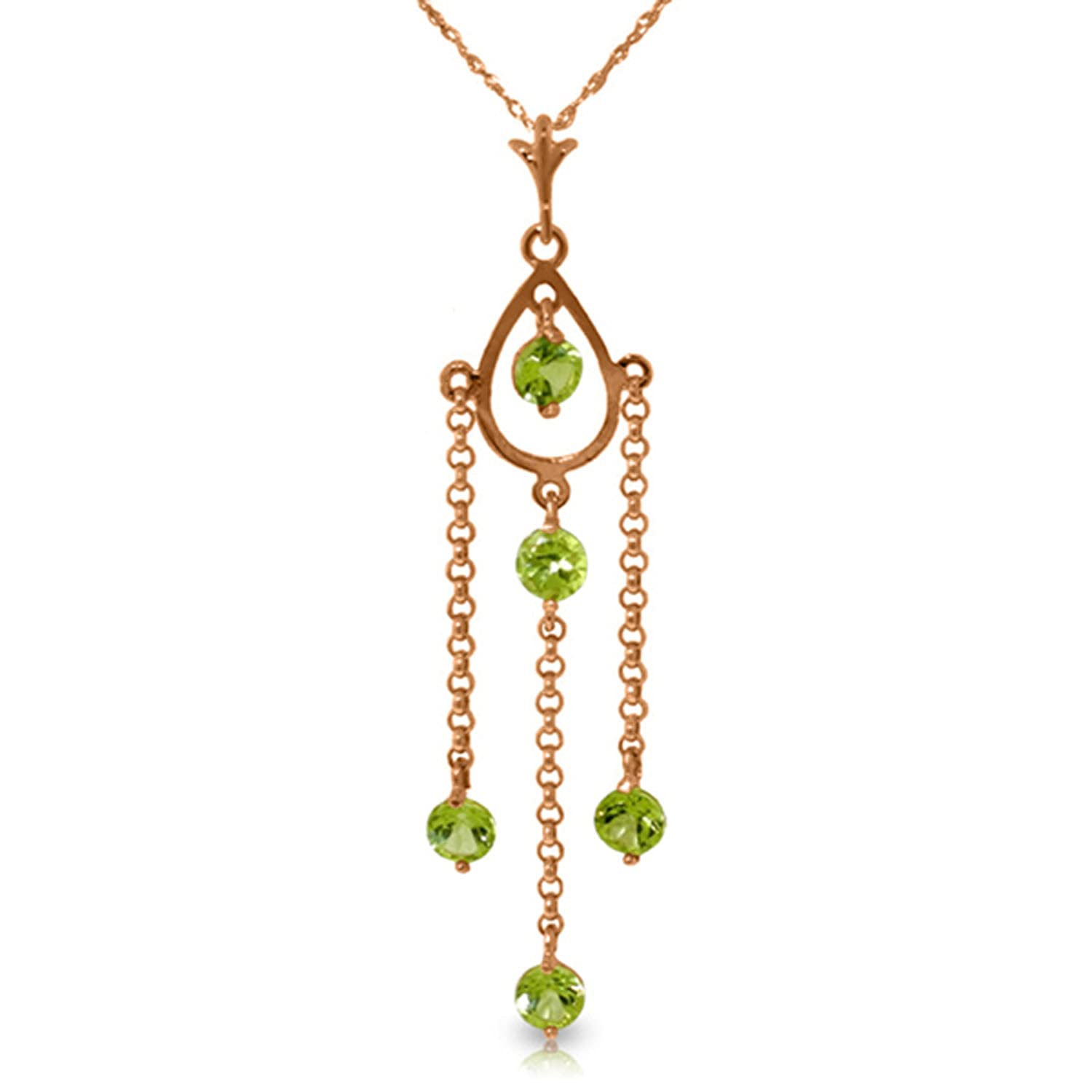 14K Solid Gold Necklace with Natural Peridots - Elegant Galaxy Gold GG Pendant for Women, Perfect for Gifts, Anniversaries & Everyday Luxury Jewelry