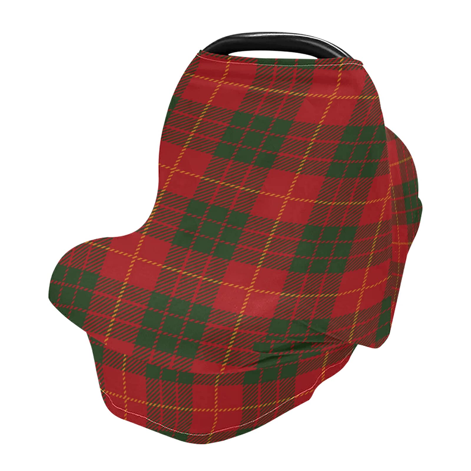 Vintage Scottish Tartan Plaid Baby Car Seat Cover - Soft Breathable Stretchy Nursing Cover & Stroller Canopy for Boys & Girls - Perfect for Breastfeeding, New Year Celebrations & Outdoor Adventures