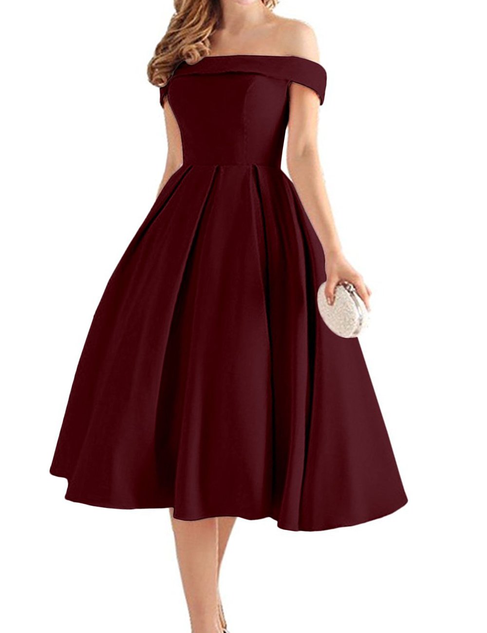 YOUTODRESS Off Shoulder Prom Dresses for Women, Elegant Tea-Length Bridesmaid Dresses, 2018 Homecoming Gowns - Perfect for Weddings, Parties & Special Occasions