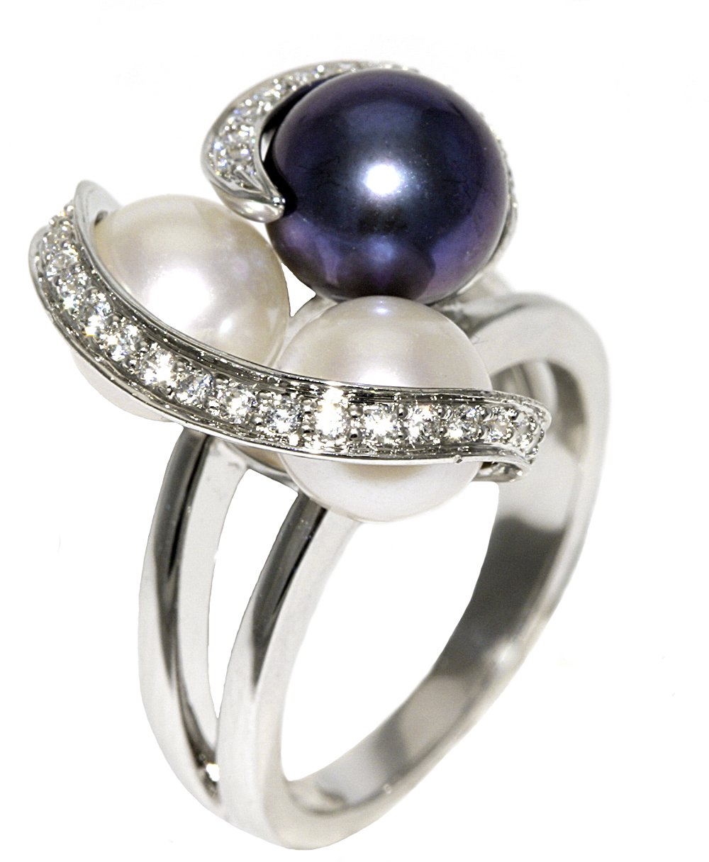 Amazon Essentials Sterling Silver Peacock & White Freshwater Pearl Cubic Zirconia Ring for Women - Elegant Fashion Jewelry Gift for Birthday, Anniversary, Valentine's Day
