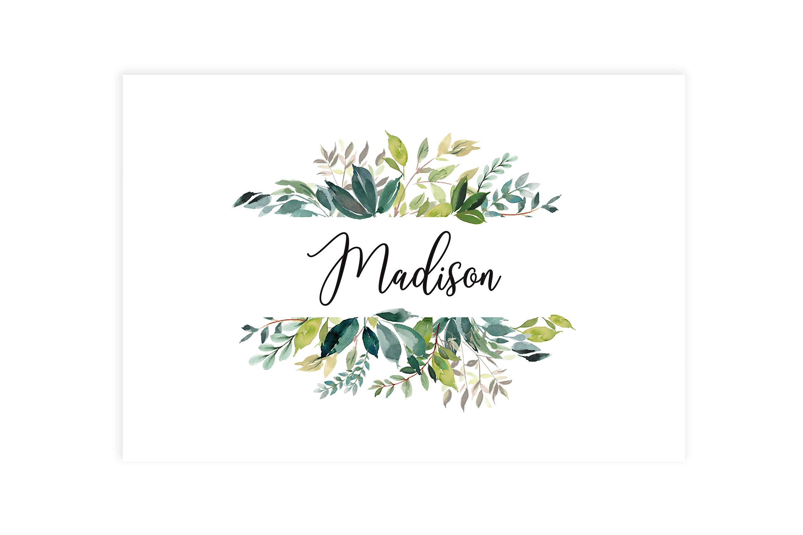 Custom Personalized Disposable Paper Placemats 12x18 Inch - Set of 25 Watercolor Leaf Design - Elegant Tableware for Wedding, Bridal Shower, Baby Shower & Holiday Parties - Perfect for Dining Decor & Table Settings
