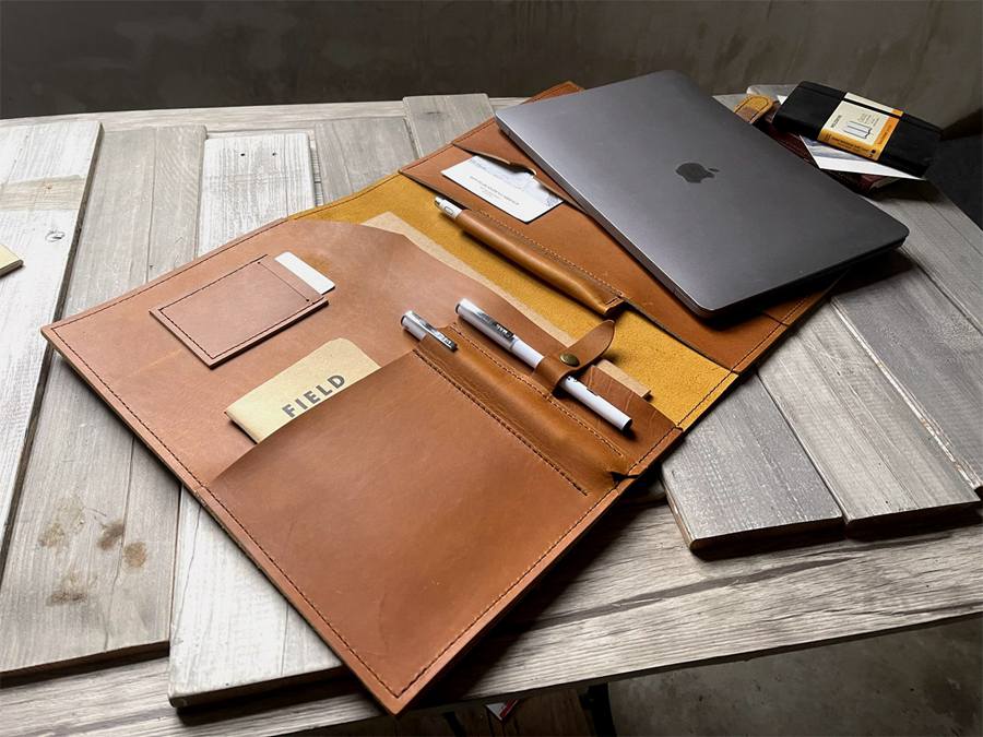 Premium Genuine Leather Sleeve Case for 13/14/16 inch MacBook Pro M2 & M3 Max - Slim Protective Laptop Cover for Work, Travel & School