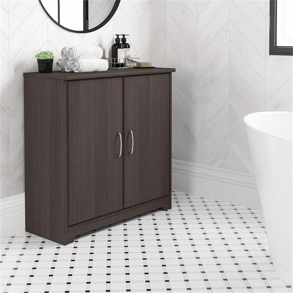 Bush Furniture Cabot Small Bathroom Storage Cabinet with Doors - Heather Gray | Space-Saving Vanity Organizer for Towels, Toiletries & Cosmetics | Perfect for Bathroom, Laundry Room or Bedroom Storage