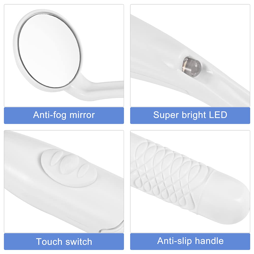 LED Dental Mirror with Light - Anti-Fog Teeth Inspection Tool for Dentists & Oral Care | Perfect for Home Checkups, Professional Exams & Dental Hygiene