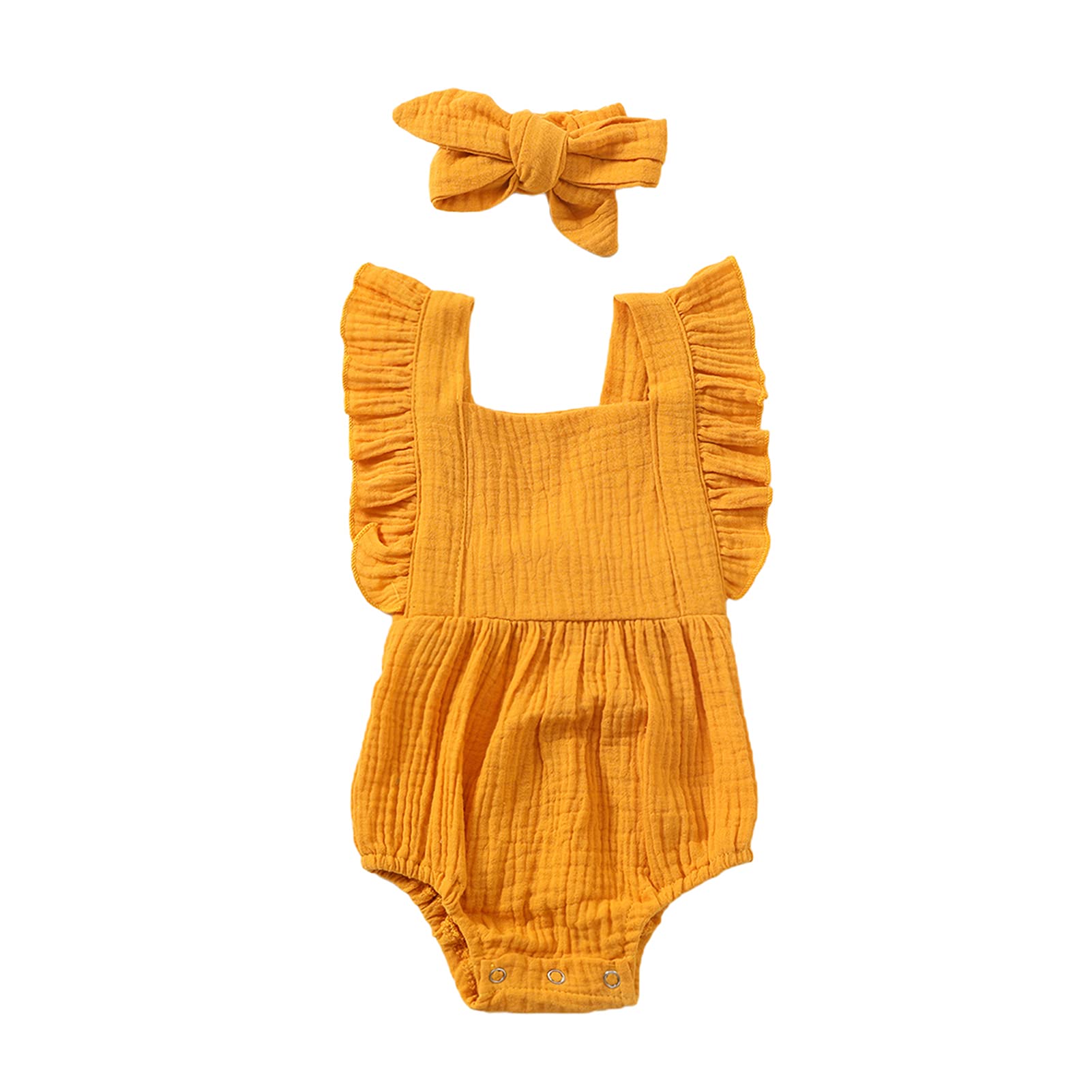 Newborn Baby Girl Romper Outfit - Soft Cotton Bodysuit & Playsuit with Fly Sleeves - Summer Jumpsuit for Infants - Perfect for Playdates, Photoshoots & Everyday Comfort