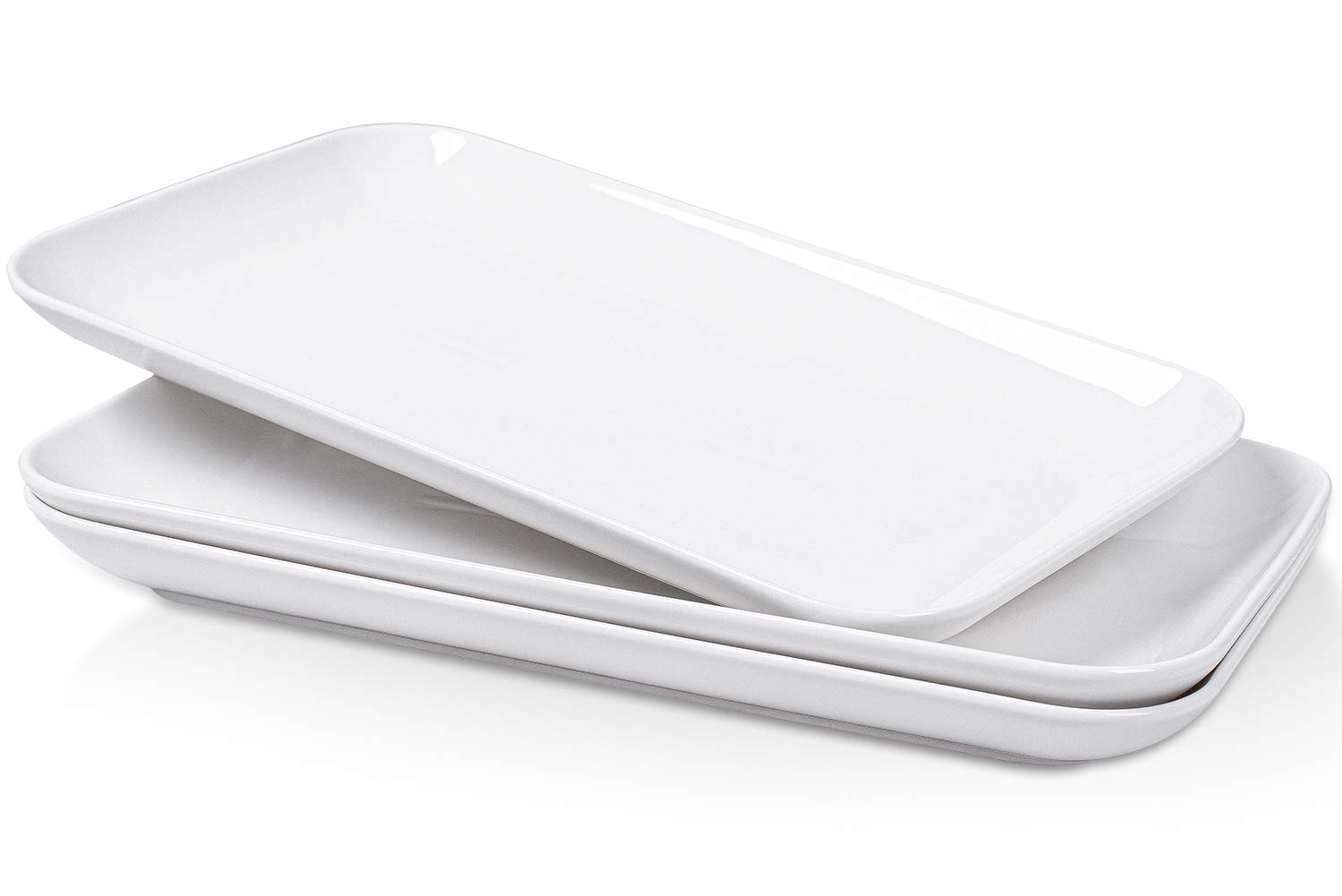 Delling 12 Inch White Rectangular Serving Plates & Salad Plates Set of 6 with 3 oz Ramekins - Perfect for Creme Brulee, Desserts, Appetizers & Dinner Parties