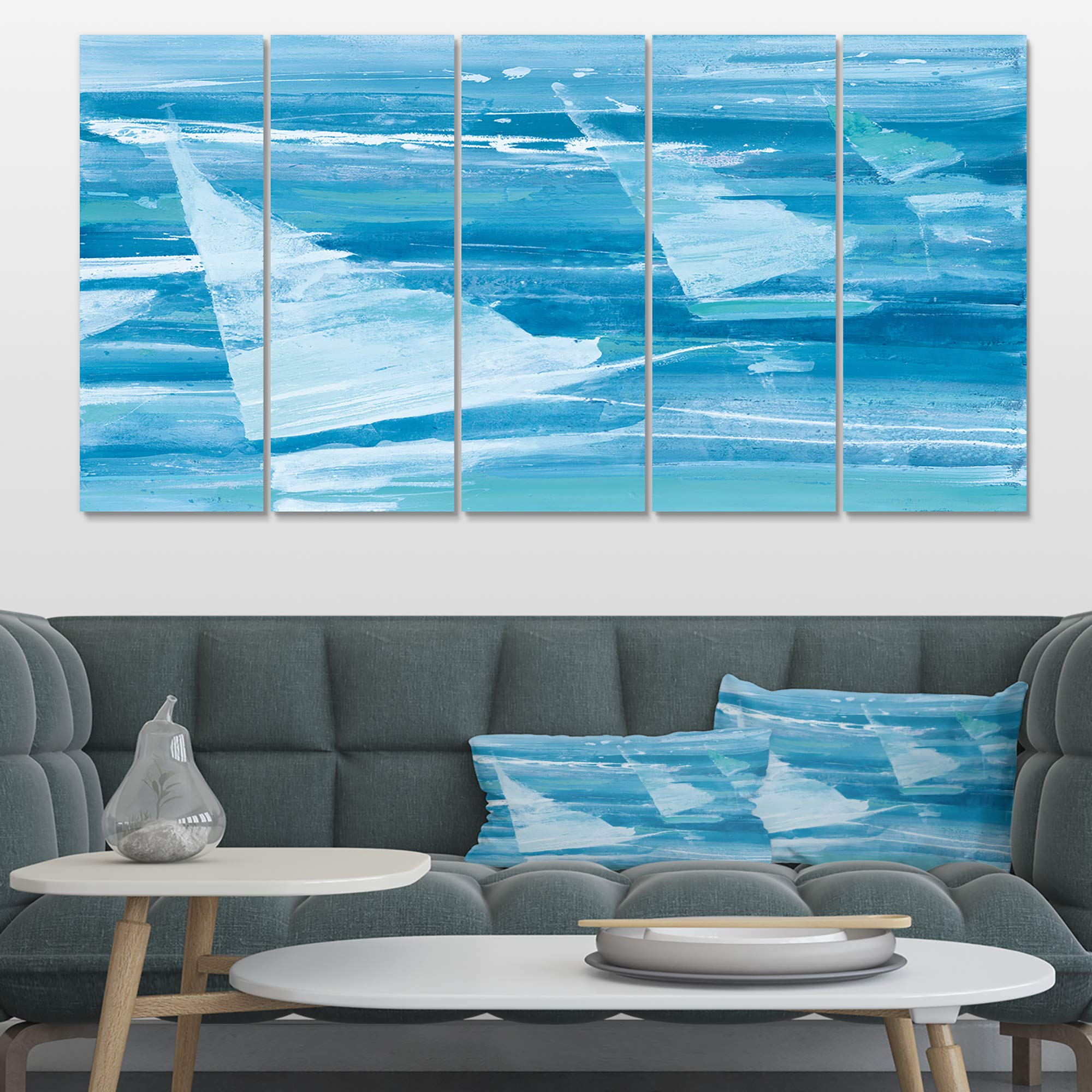 Designart 'From The Shore I' Nautical Beach Wall Art - Stretched Canvas Print for Coastal Home Decor, Living Room & Bedroom Wall Decor
