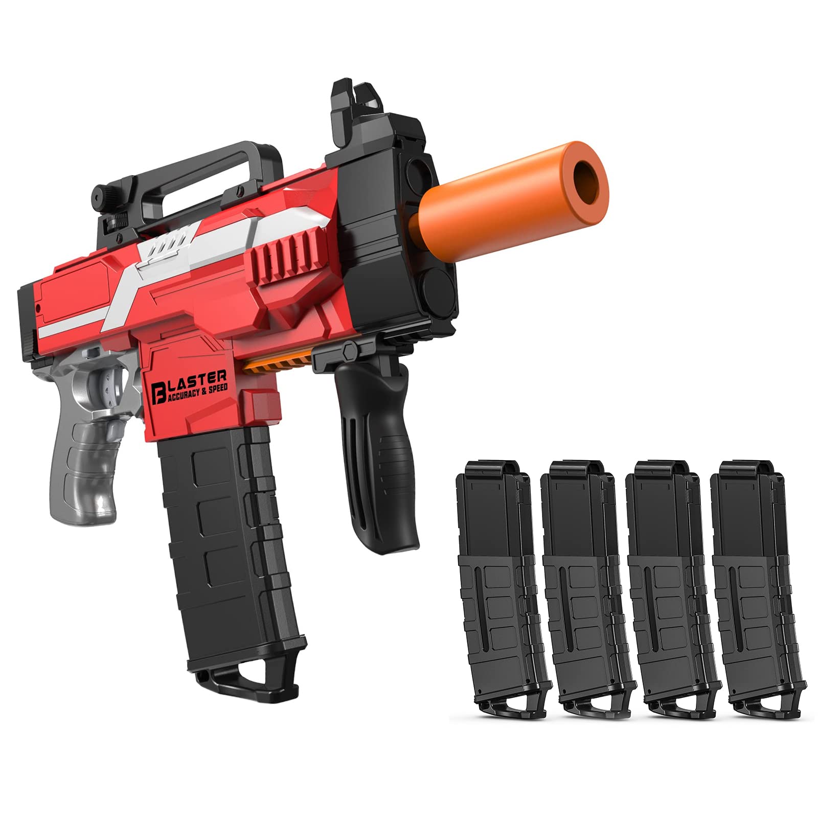 Nerf Automatic Toy Gun with 5 Magazine Clip - 3 Mode Foam Blaster (Burst/Single/Auto) - Compatible with Nerf Bullets - DIY Toy for Kids Ages 6-10 - Perfect for Outdoor Play, Birthday Gifts & Nerf Battles