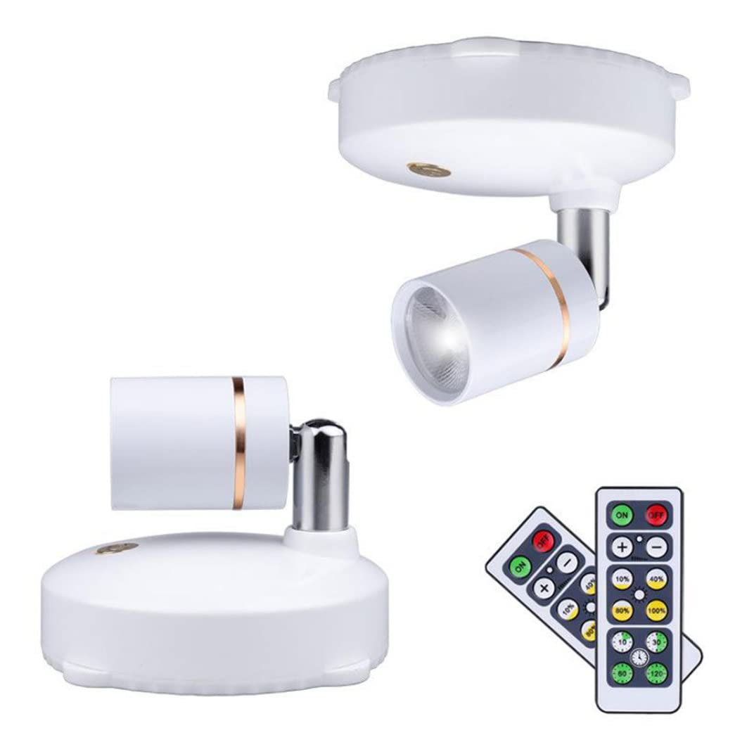 Wireless LED Spot Lights Battery Operated - Dimmable Rotatable Mini Accent Lights for Picture Display, Artwork, Painting & Statues (2 Pack) - Perfect for Home Gallery, Museum Cabinets & Retail Showcase Lighting