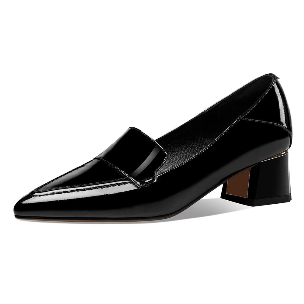 TinaCus Women's Smooth Patent Leather Loafers - Handmade Pointed Toe Low Heel Dress Shoes for Work, Office & Casual Outfits | Comfortable & Stylish Slip-On Shoes