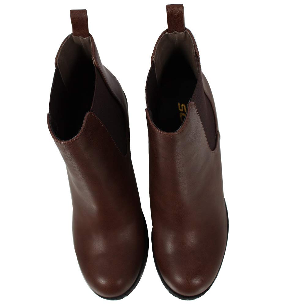 Women's Chelsea Pull On Ankle Boots with Block Heel & Tab Detail - Stylish & Comfortable for Casual Outings, Work & Date Nights