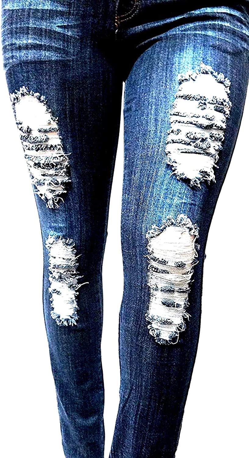 Jack David Women's Super Plus Size Ripped Destroy Denim Distressed Skinny Jeans - Stretchy Comfort Fit Pants for Casual Wear & Street Style Fashion