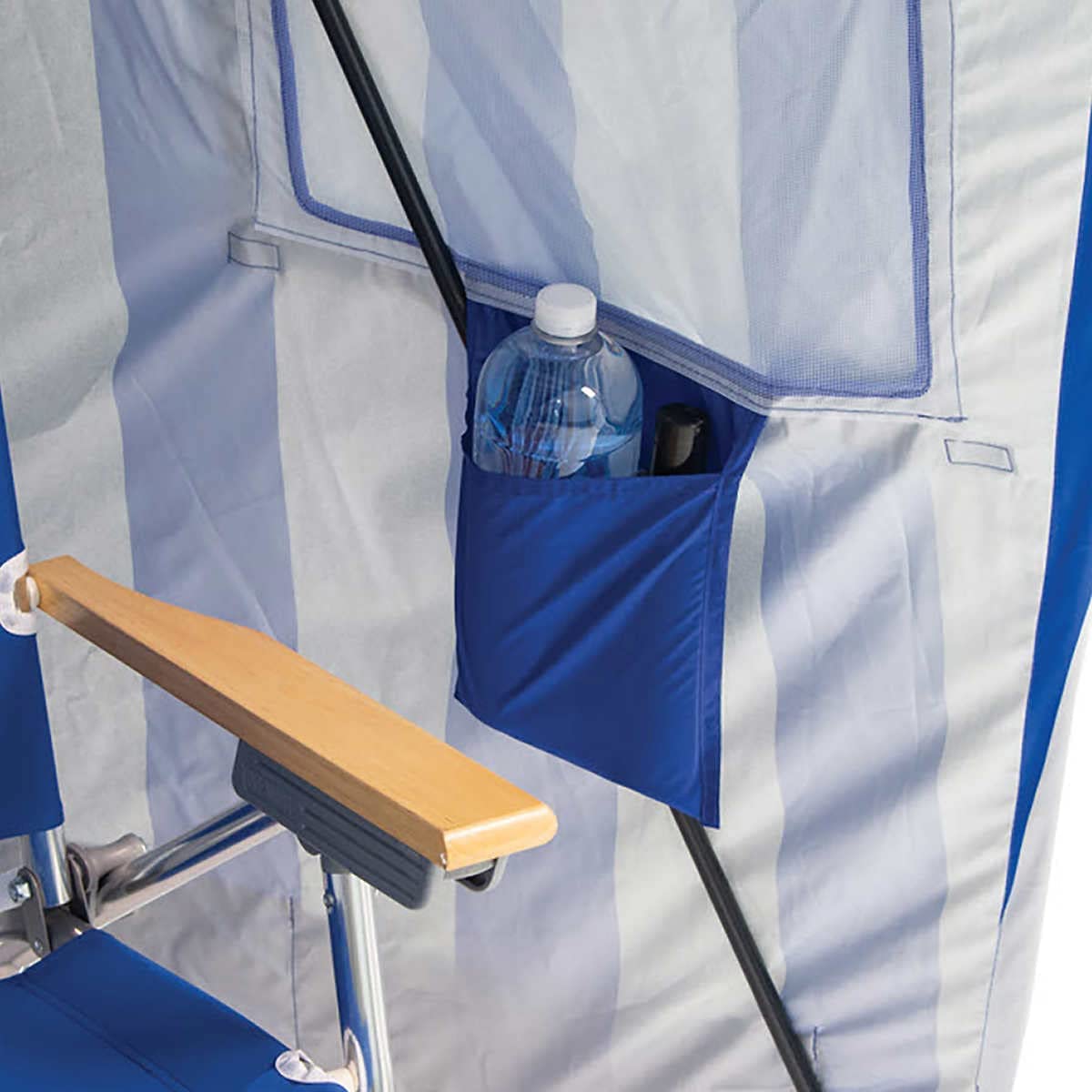 Rio Brands Beach Sun Shelter - Portable Shade Tent for Beach, Camping & Outdoor Activities - UV Protection Blue & White Striped Canopy - Perfect for Family Picnics, Backyard Relaxation & Summer Travel