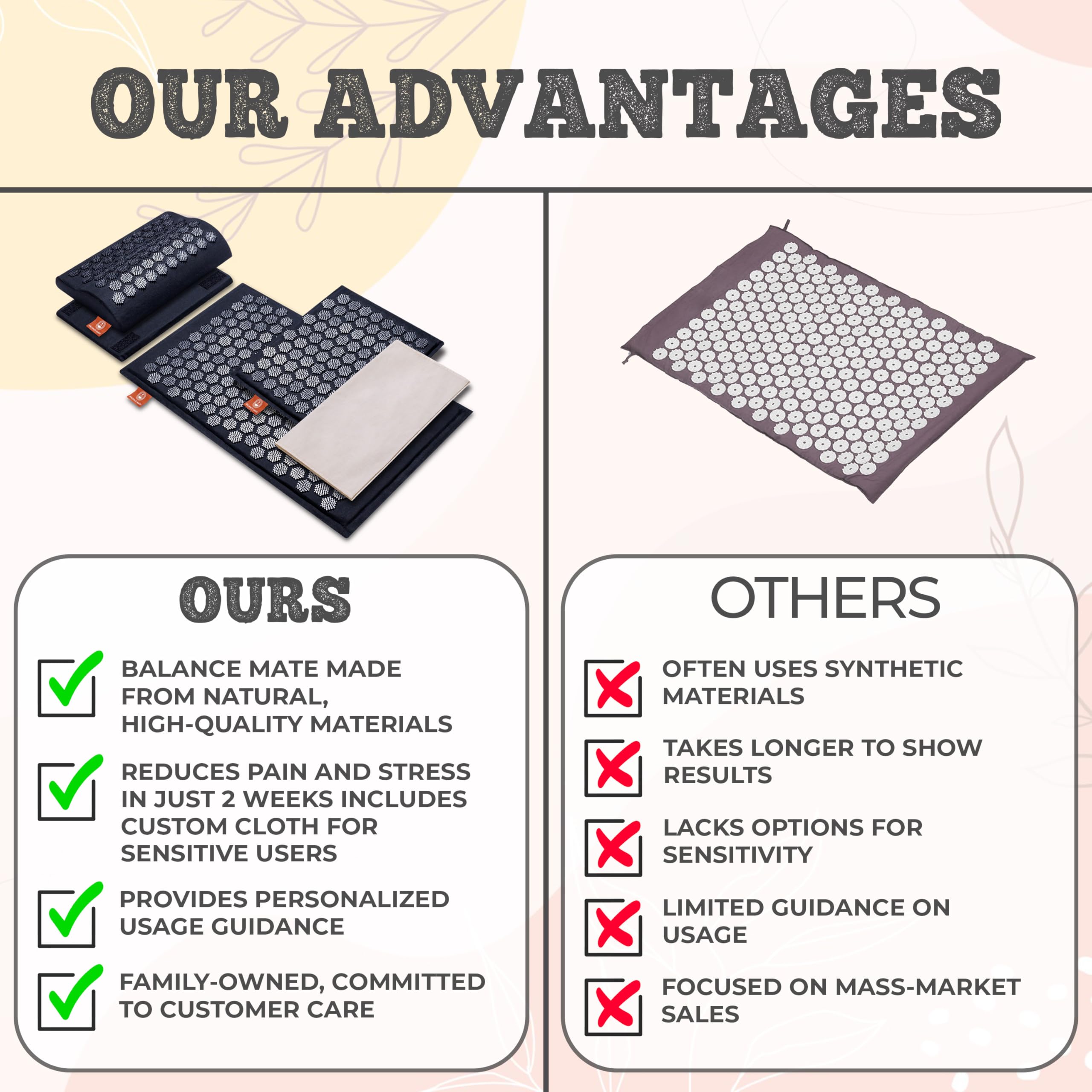 Acupressure Mat and Pillow Set for Back & Neck Pain Relief - Natural Stress Reduction & Better Sleep Kit with Carry Bag (Deep Black) - Perfect for Home, Office, and Travel Use