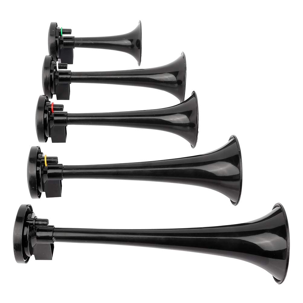 5 Trumpet Electric Air Horn Kit - 12V Train & Car Horn Replacement with Compressor - Loud Sound for Trucks, Boats, Emergency Vehicles - Perfect for Safety Alerts & Sporting Events