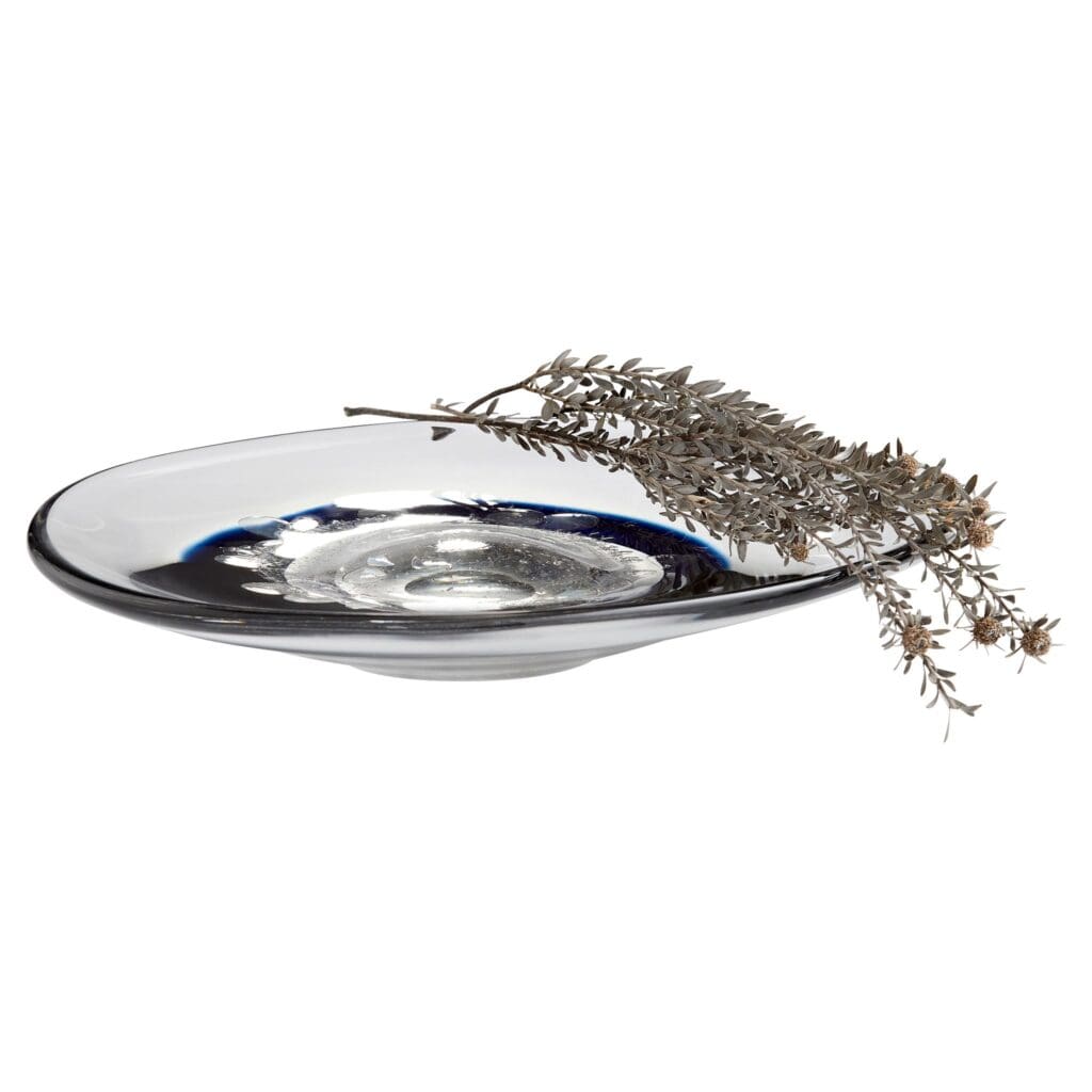 Cyan Design 11251 Silicone Nova Plate - Clear & Cobalt Blue Durable Serving Dish for Parties, Weddings & Home Decor