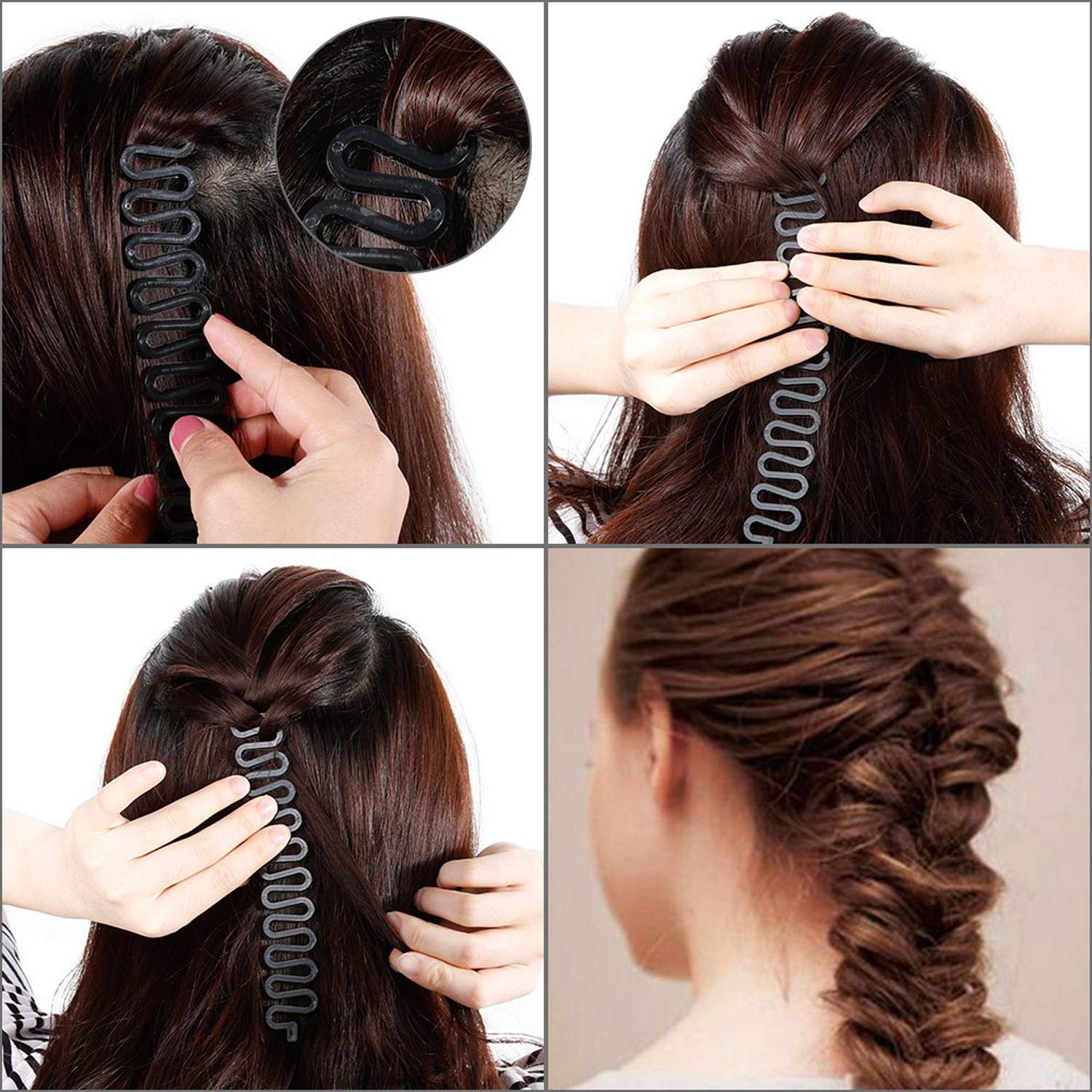 APSAMBR - 3 Pack French Hair Styling Clip Stick Bun Maker, Braid Tool for Women, Hair Accessories for Twist & Plait, Perfect for Updos, Ponytails & Everyday Styling (Black)