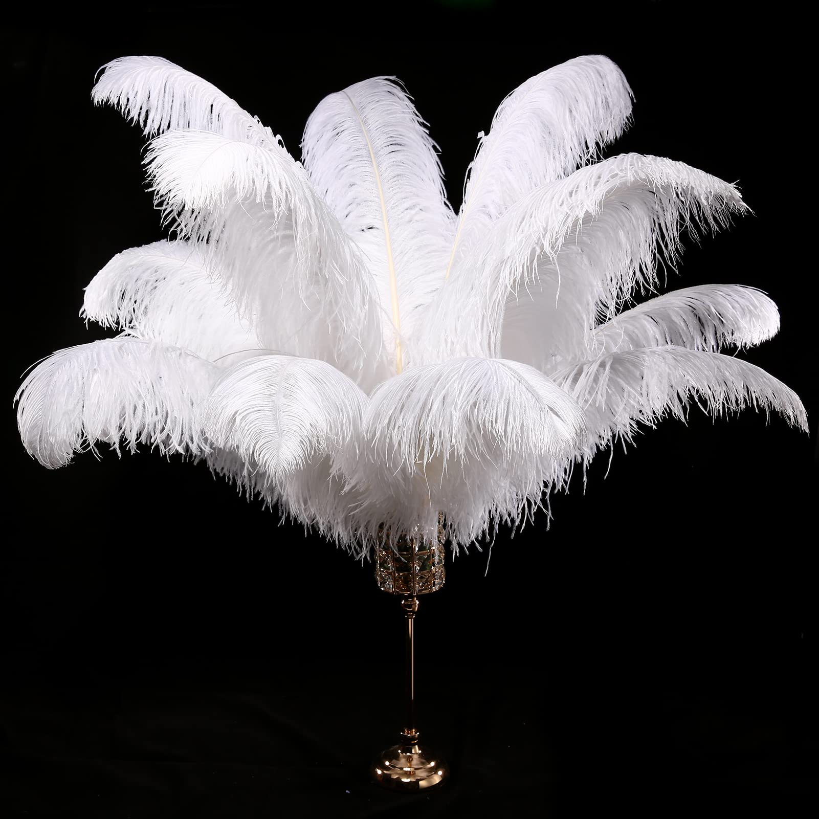 12pcs Natural Ostrich Feathers 24-26 Inch (60-65cm) - Bulk White Wing Plumes for Wedding Centerpieces, Gatsby Party Decor, Easter Flower Arrangements & Home Decoration - Perfect for DIY Crafts, Costume Accessories and Event Styling