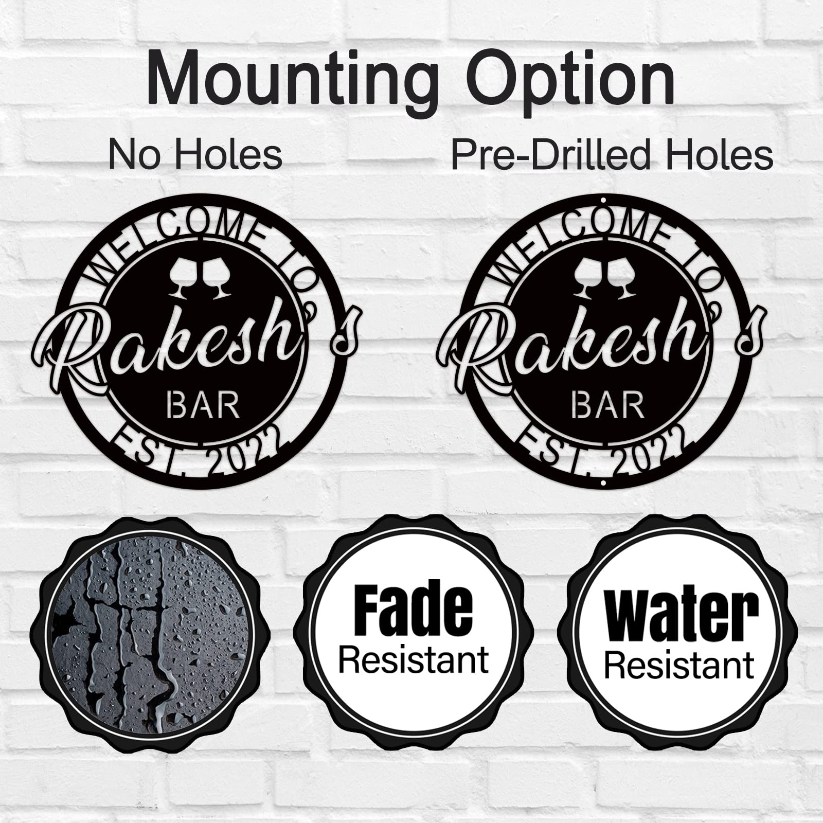 Custom Personalized Metal Bar Signs - Home Bar Decor, Wall Art & Party Sign for Backyard Grill | Welcome to Our Bar Sign for Home & Outdoor Entertaining
