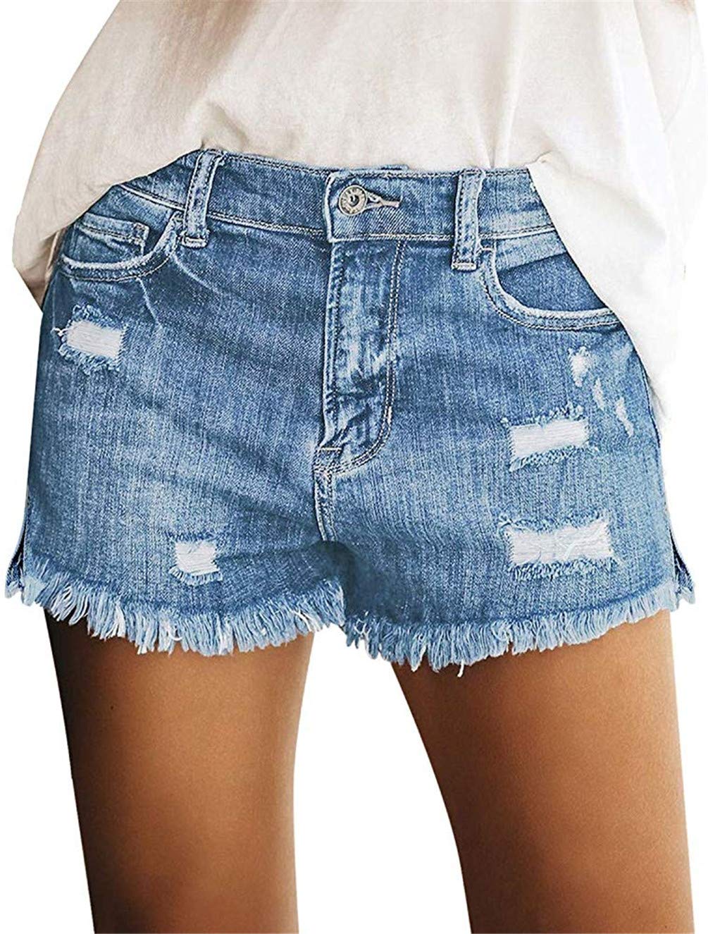MODARANI Women's Distressed Ripped Denim Shorts - High Waisted Cut Off Jean Shorts for Summer | Perfect for Beach, Casual Outfits & Street Style Fashion