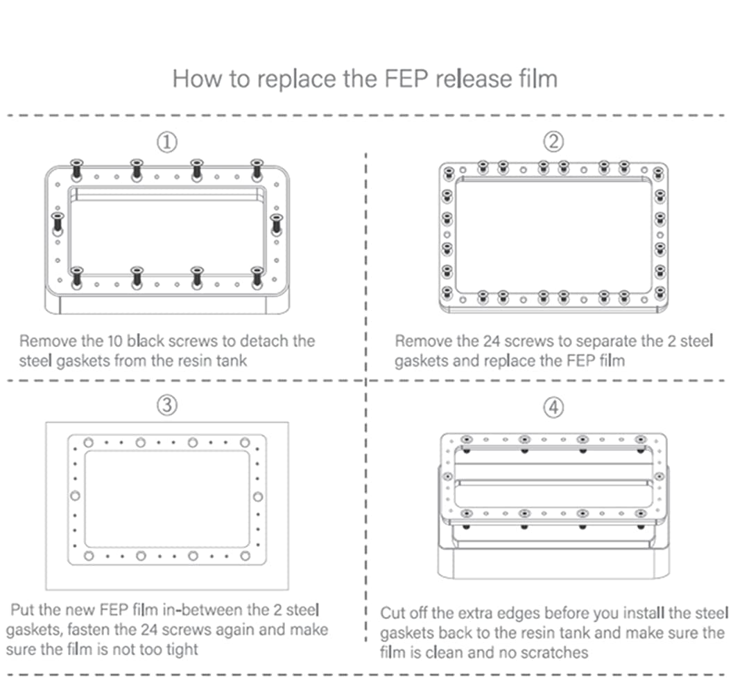 3Packs nFEP Films 260x185mm for Mars 4 Max & Saturn 3D Printers - Smooth Resin Printing