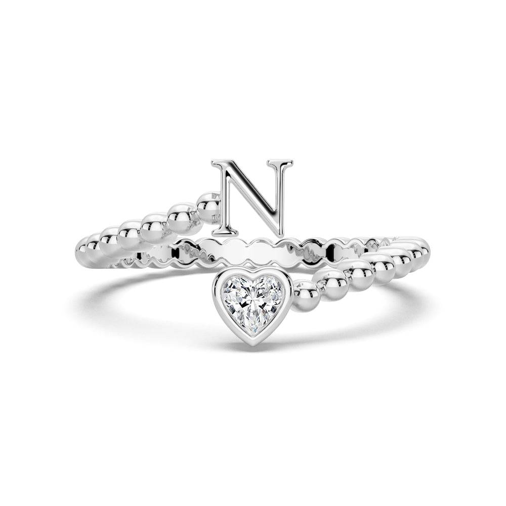 Lab Grown Diamond Personalized Initial Promise Ring for Women - Custom Engraved Name & Date - 14K Gold/Platinum/Silver - Perfect for Anniversaries, Engagements & Special Occasions