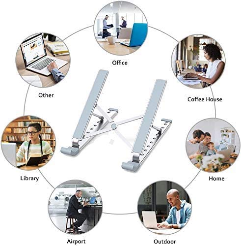Adjustable Laptop Stand for Desk - Portable & Ergonomic Laptop Riser Holder Compatible with 10-17.3 Inch MacBook, Dell, HP - Black | Perfect for Home Office, Gaming & Workspace Setup