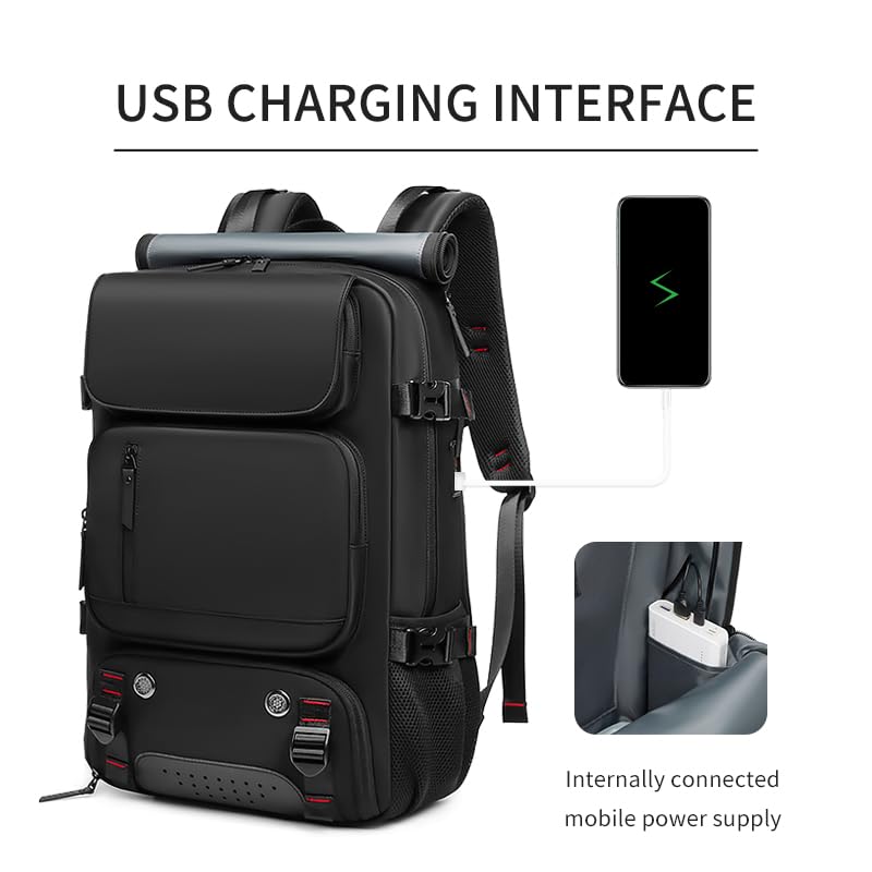 Waterproof 16 Inch Women's Travel Backpack with USB Charging Port & Shoe Compartment - Business Laptop Hiking Backpack for Commuting, Outdoor Adventures & Air Travel (Black)