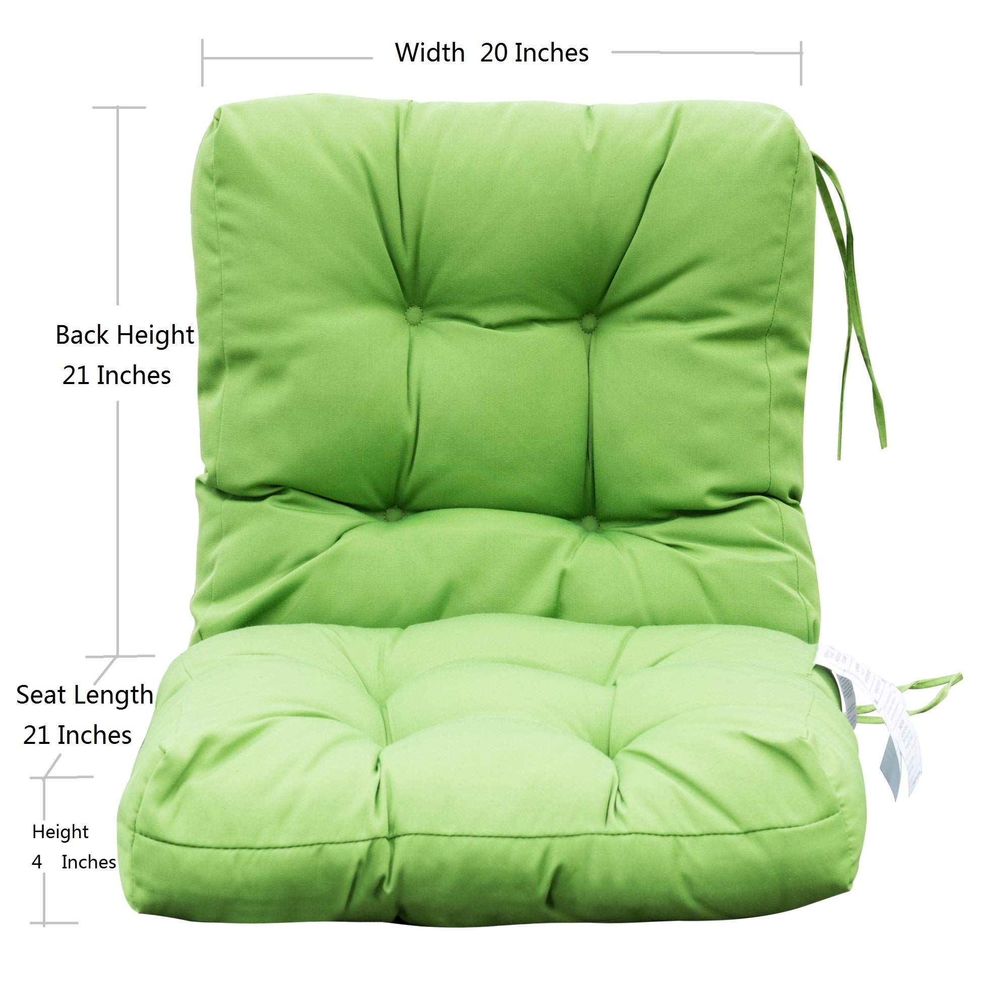 QILLOWAY Outdoor Chair Cushions - 4 Pack Tufted Seat & Back Pillows for Patio Furniture, Spring Summer Seasonal Replacement (Green) - Perfect for Garden, Deck, Poolside & Outdoor Lounging