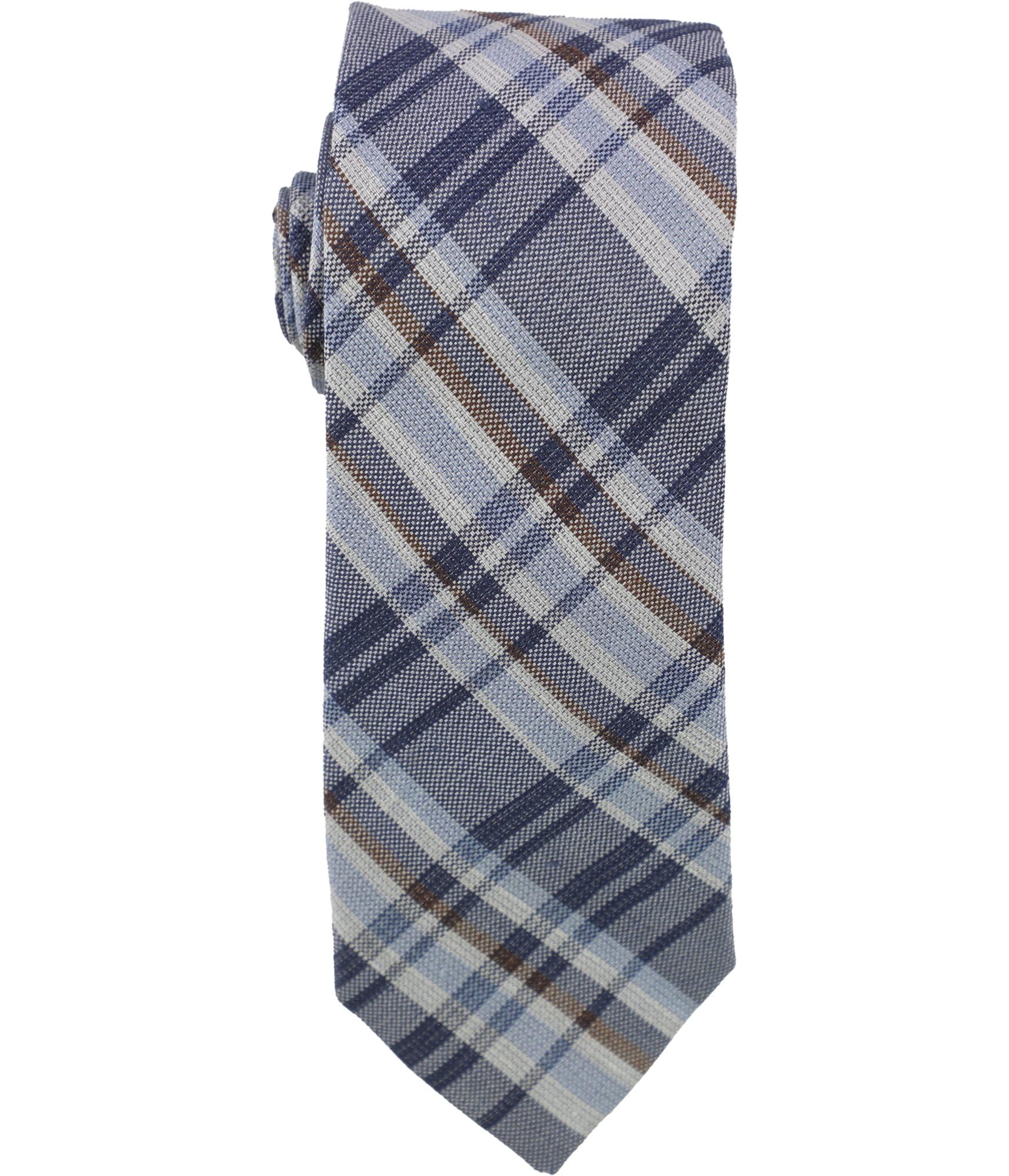 Tallia Men's Blue Plaid Self-Tied Necktie | Classic Formal Tie for Business, Weddings & Office Wear | Adjustable One Size Fits Most