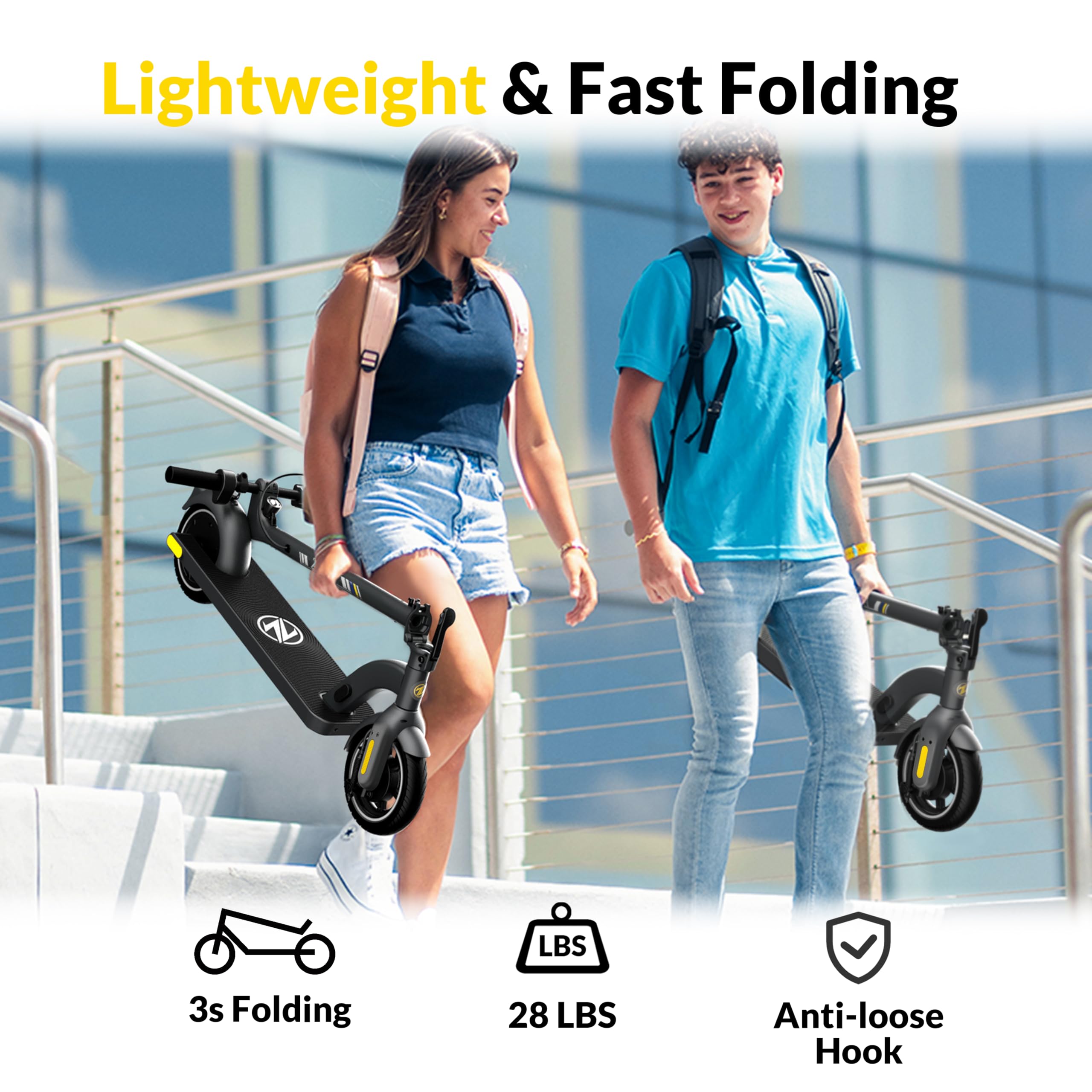 ZD01 Electric Scooter for Adults - 500W Peak Motor, 19 MPH Speed & 12-15 Mile Range | 8.5
