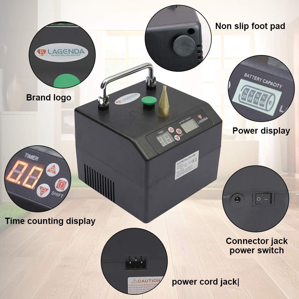 LOYALHEARTDY Electric Balloon Pump - Portable Automatic Balloon Blower with Timer for Party Decorations, Birthday Events, Wedding Supplies & Holiday Celebrations - Fast Inflation for Latex & Foil Balloons
