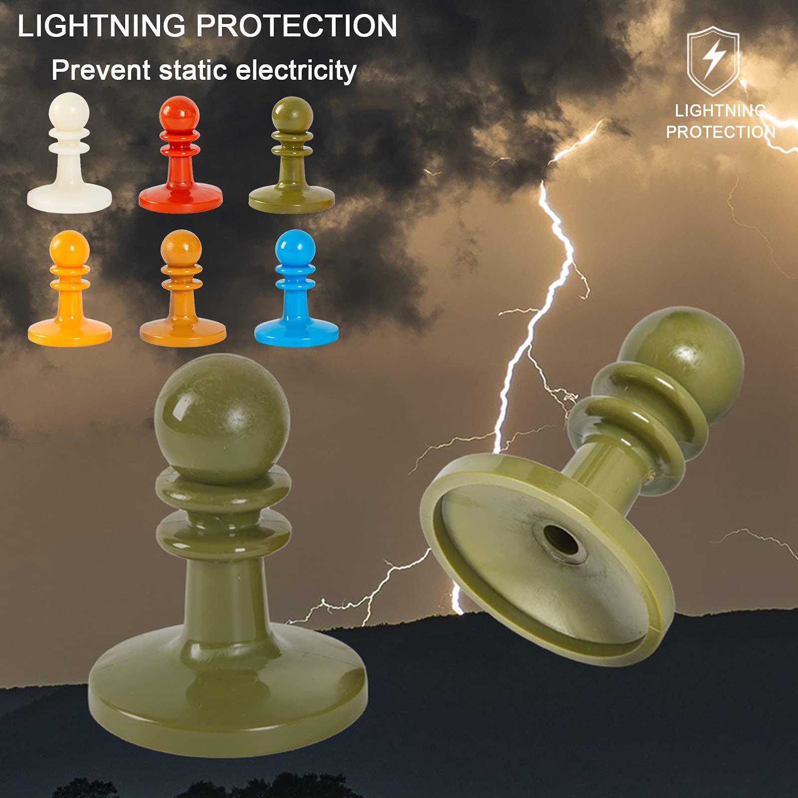 4 Pack Insulated Tent Pole Toppers for Camping & Hiking - Lightning Protection, Durable White Pole Caps for Backpacking Tents - Perfect for Outdoor Adventures & Stormy Weather Protection
