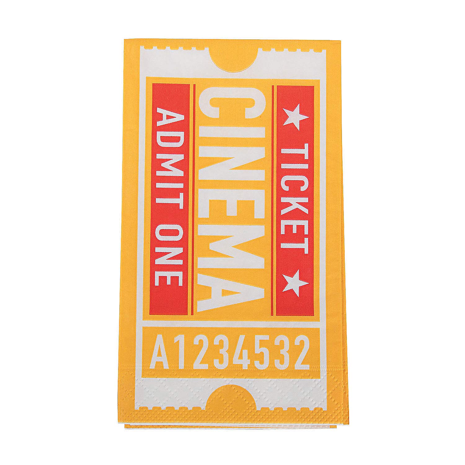 Movie Ticket Themed Party Napkins - 16 Count Disposable Dinner Napkins for Cinema, Movie Night, and Themed Birthday Party Decorations