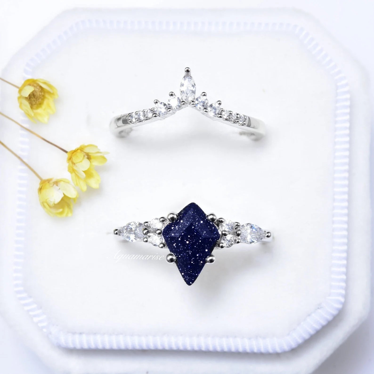 Skye Kite™ Starry Night Couple Rings - Matching His & Hers Wedding Bands with Celestial Design - Perfect for Anniversaries, Engagements and Romantic Gifts