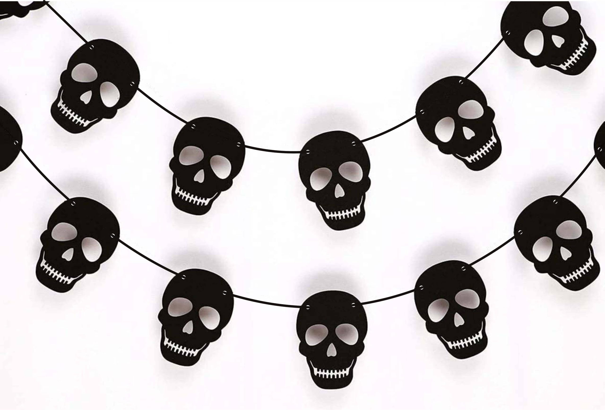 36 PCS Black Skull Garland - Halloween Party Decorations, Gothic Home Decor, Birthday Party Supplies, Creative DIY Décor for Spooky Themed Events and Home Decoration