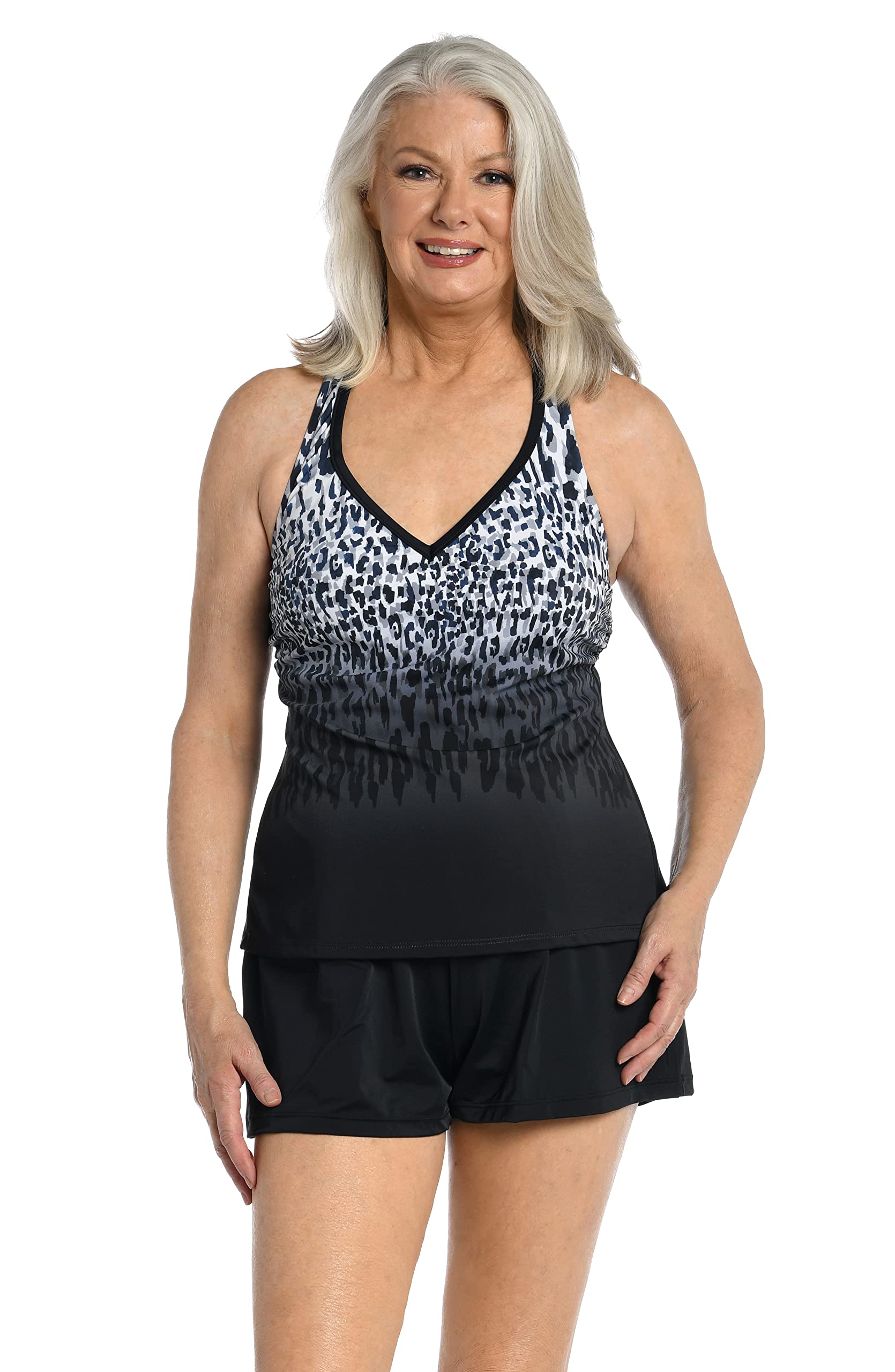Maxine Of Hollywood Women's V-Neck Racerback Tankini Swimsuit Top - Sexy Swimwear for Beach, Pool & Summer Vacations