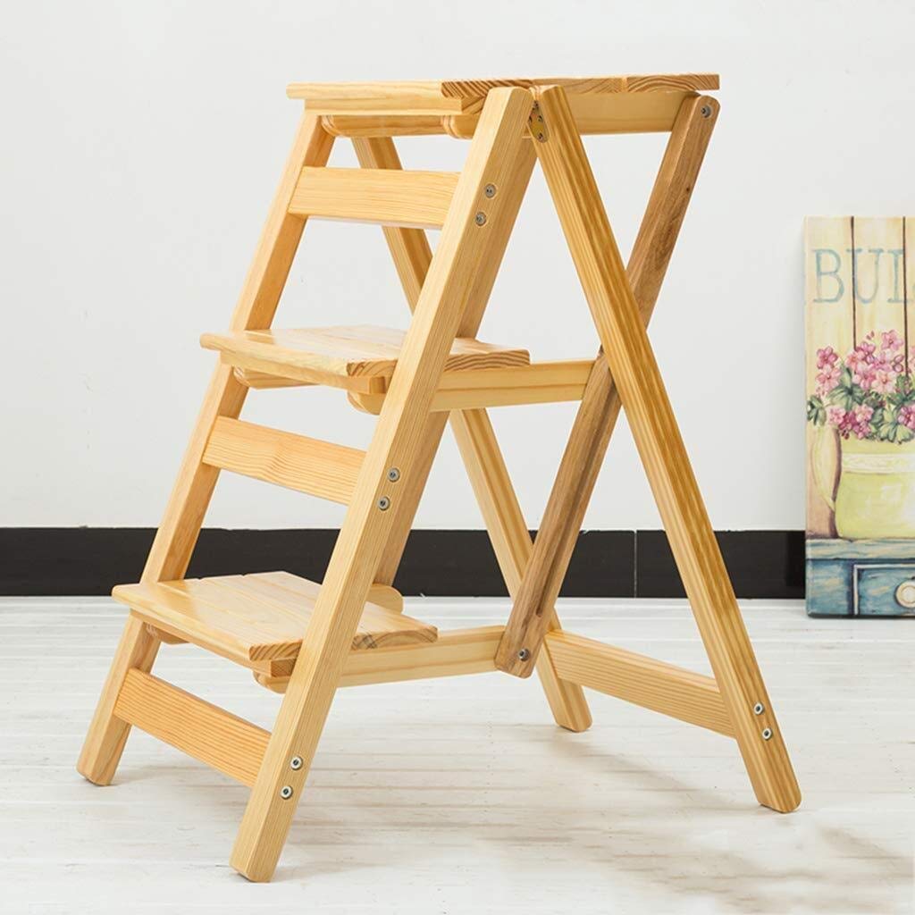 Multifunctional Foldable Step Stool for Kitchen, Library, and Indoor Use - Non-Slip Wide Pedal, High Step Stool with Flower Stand - Perfect for Reaching High Shelves, Home Organization, and Decorative Plant Display