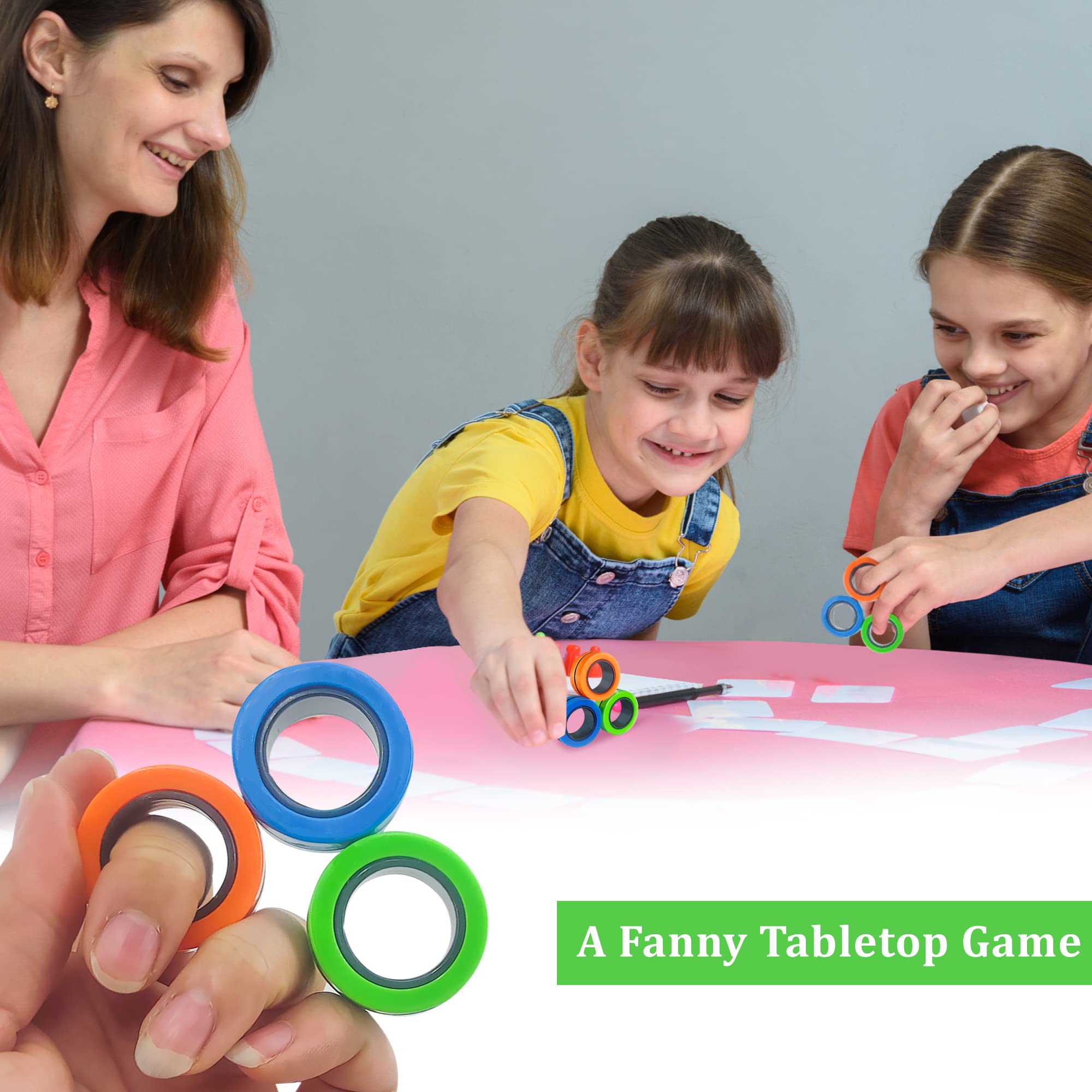 Magnetic Rings Fidget Toy Set - 3 Pack Stress Relief Sensory Toys for Adults & Kids with ADHD, Autism, OCD - Colorful Anti-Anxiety Fidget Spinner Alternative (Great for Office, School, Travel)
