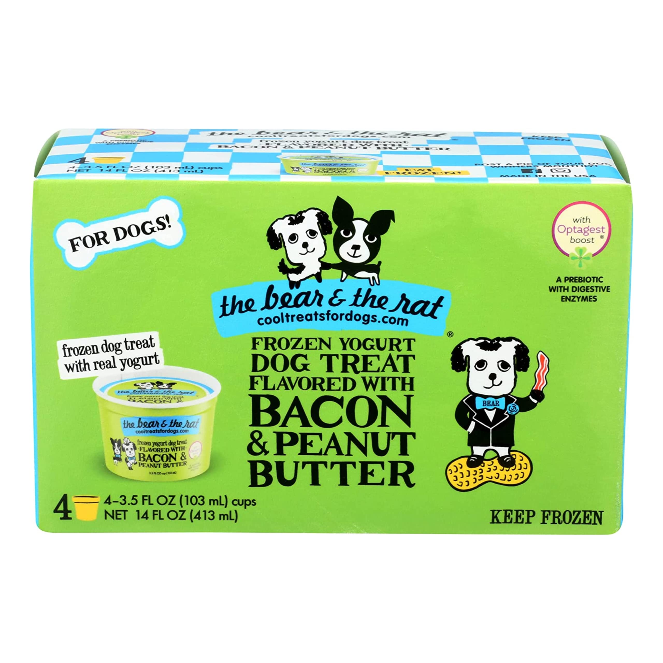 Bacon & Peanut Butter Frozen Dog Treats - Healthy Ice Cream for Puppies to Large Dogs (Pack of 4) | Gut-Friendly Pup Cups | Made in USA by The Bear & The Rat | Perfect for Summer Treats & Dog Birthday Parties