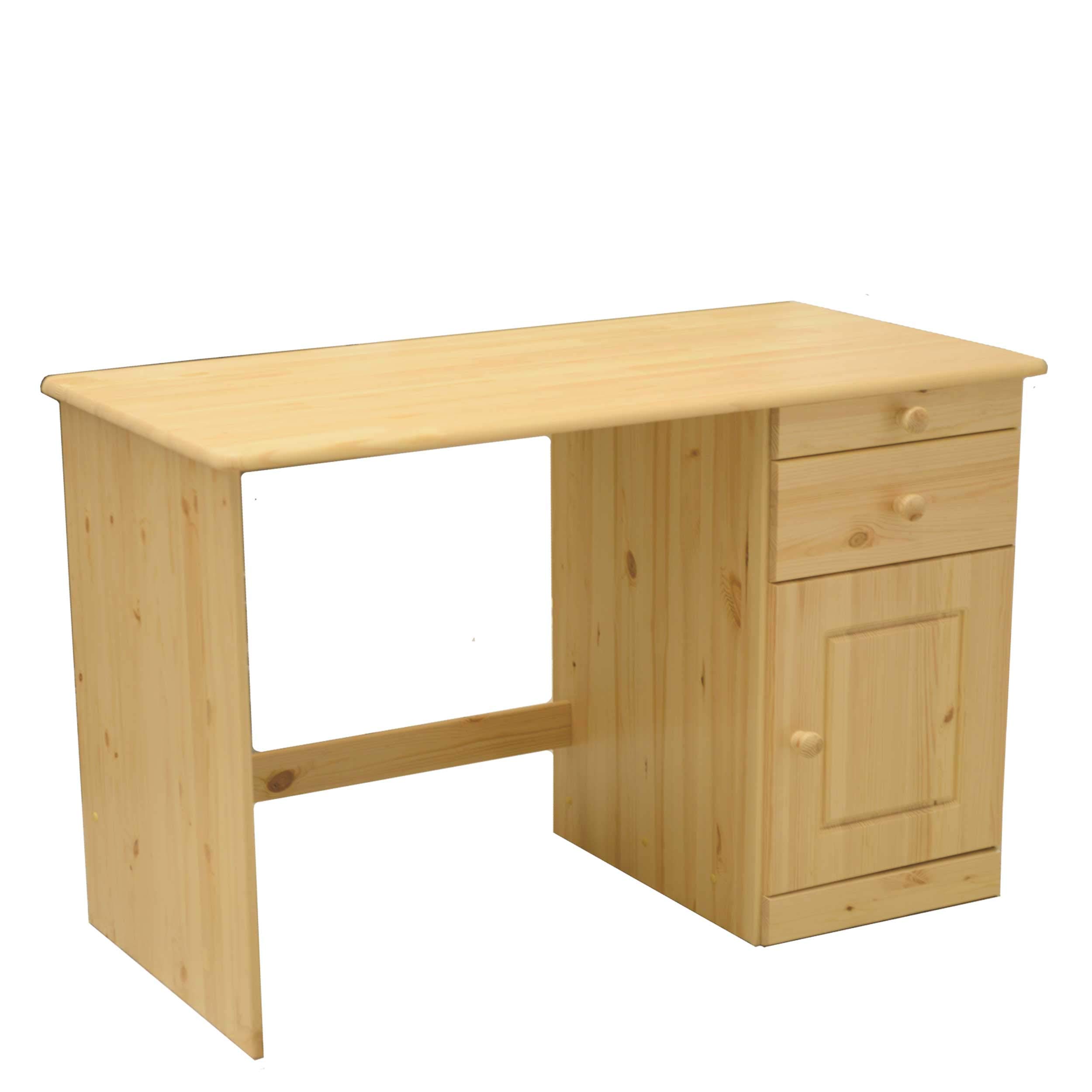 Henry Solid Wood Soft Close Drawers Desk - Natural Finish Writing Table for Home Office, Study & Workspace | Durable Wooden Computer Desk with Smooth Gliding Drawers