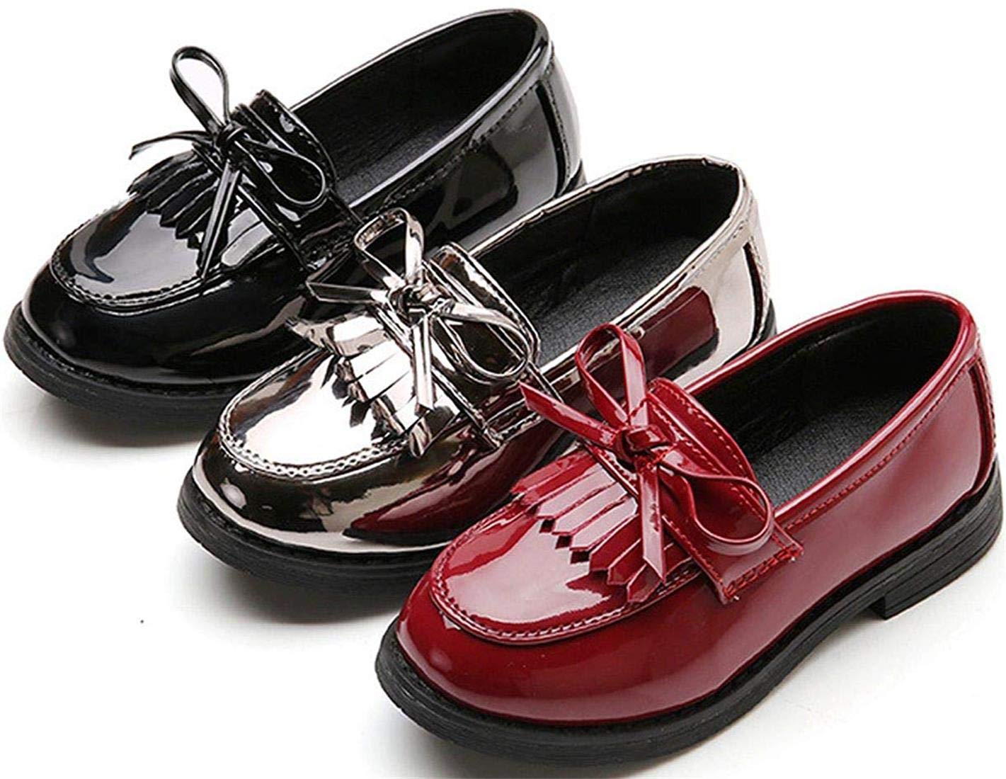 Girls Patent Leather Slip-On Penny Loafers - Shiny Oxford Flats for School Uniform, Dress Shoes | Perfect for School, Church & Formal Occasions