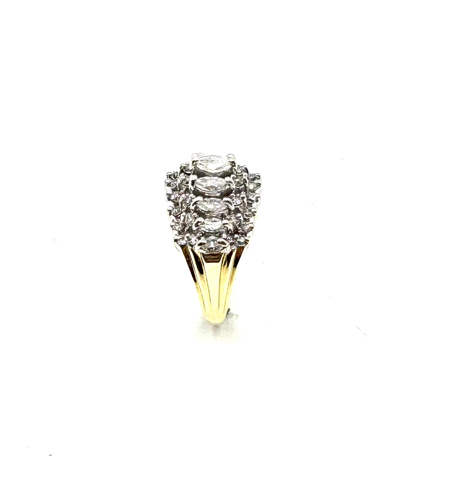 14K Yellow & White Gold Diamond 5-Row Stackable Ring for Women - Elegant Wedding Band, Anniversary Gift, or Everyday Luxury Jewelry