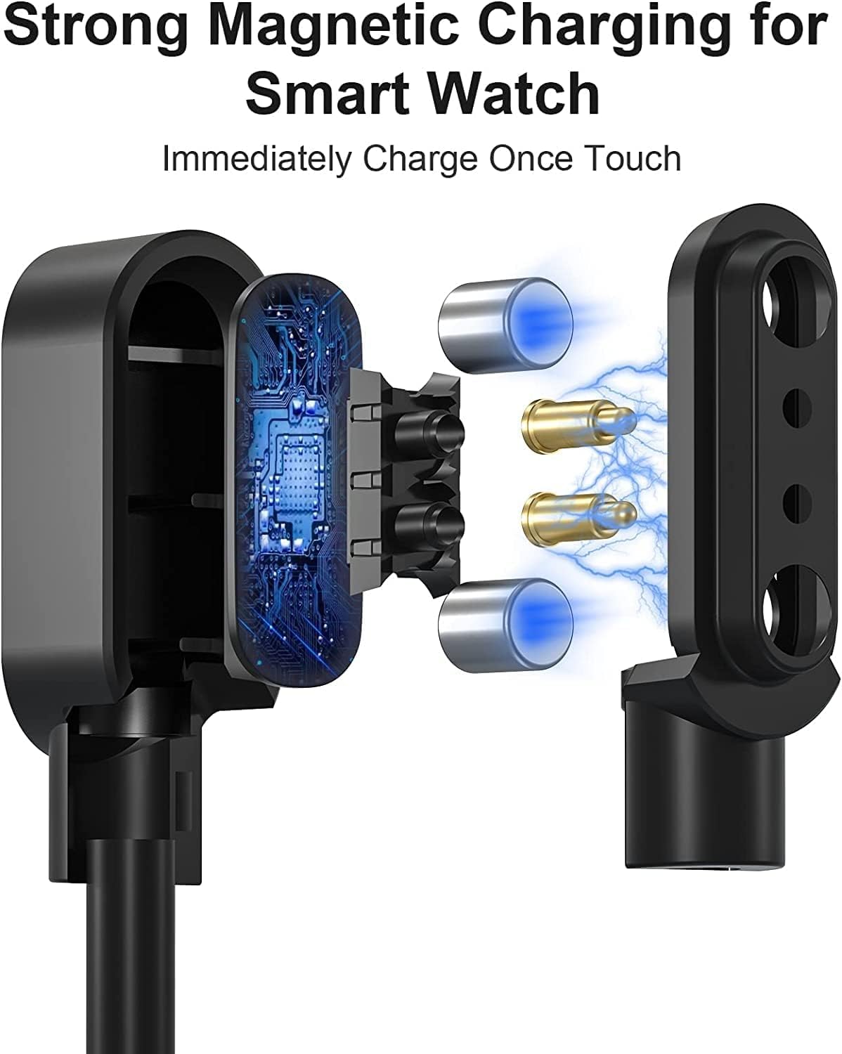 Lamshaw Magnetic USB Charging Cable Replacement for CANDYDOG Dog Bark Collar - Black (2-Pack) | Fast Charging Pet Training Device Accessory | Perfect for Home, Travel & Outdoor Use