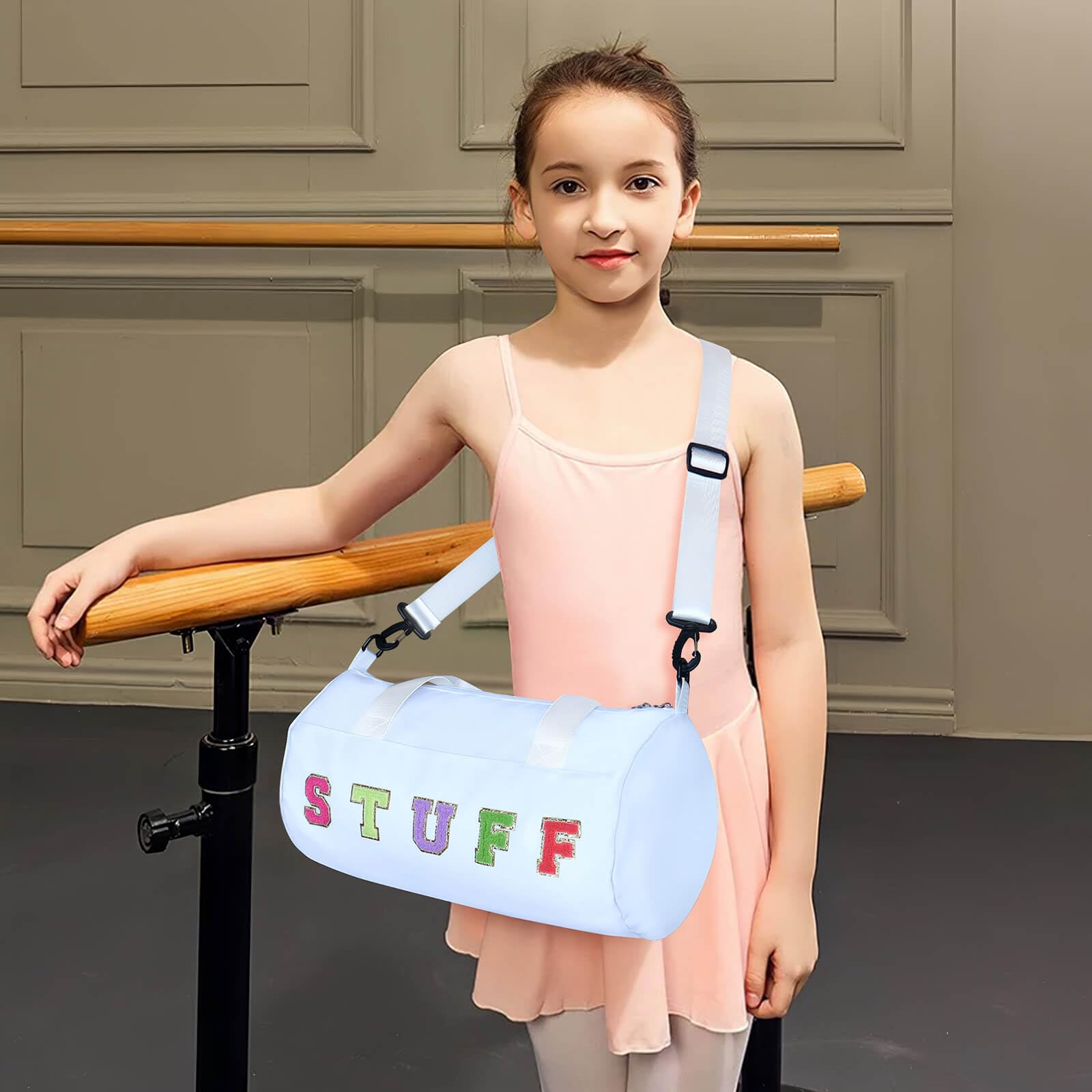 **Chenille Letter Stuff Tote Bag 16 Inch - Small Gym Duffle Bag for Travel, Dance, Sports, Workout & Camping | Carry-On Cheer & Ballet Overnight Weekender Bag | Birthday & Christmas Gifts for Girls, Kids, Teens & Women | Perfect for School, Gym, Beach & Weekend Getaways**