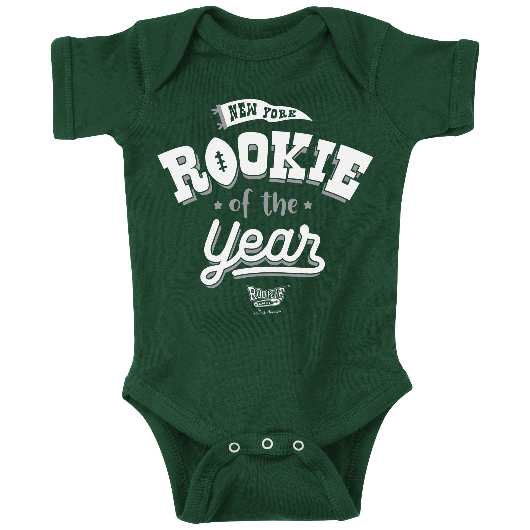 Smack Apparel New York Football Fans Rookie of The Year Onesie & Toddler Tee - Forest Green (NB-7T) | Perfect Game Day Outfit for Babies & Toddlers