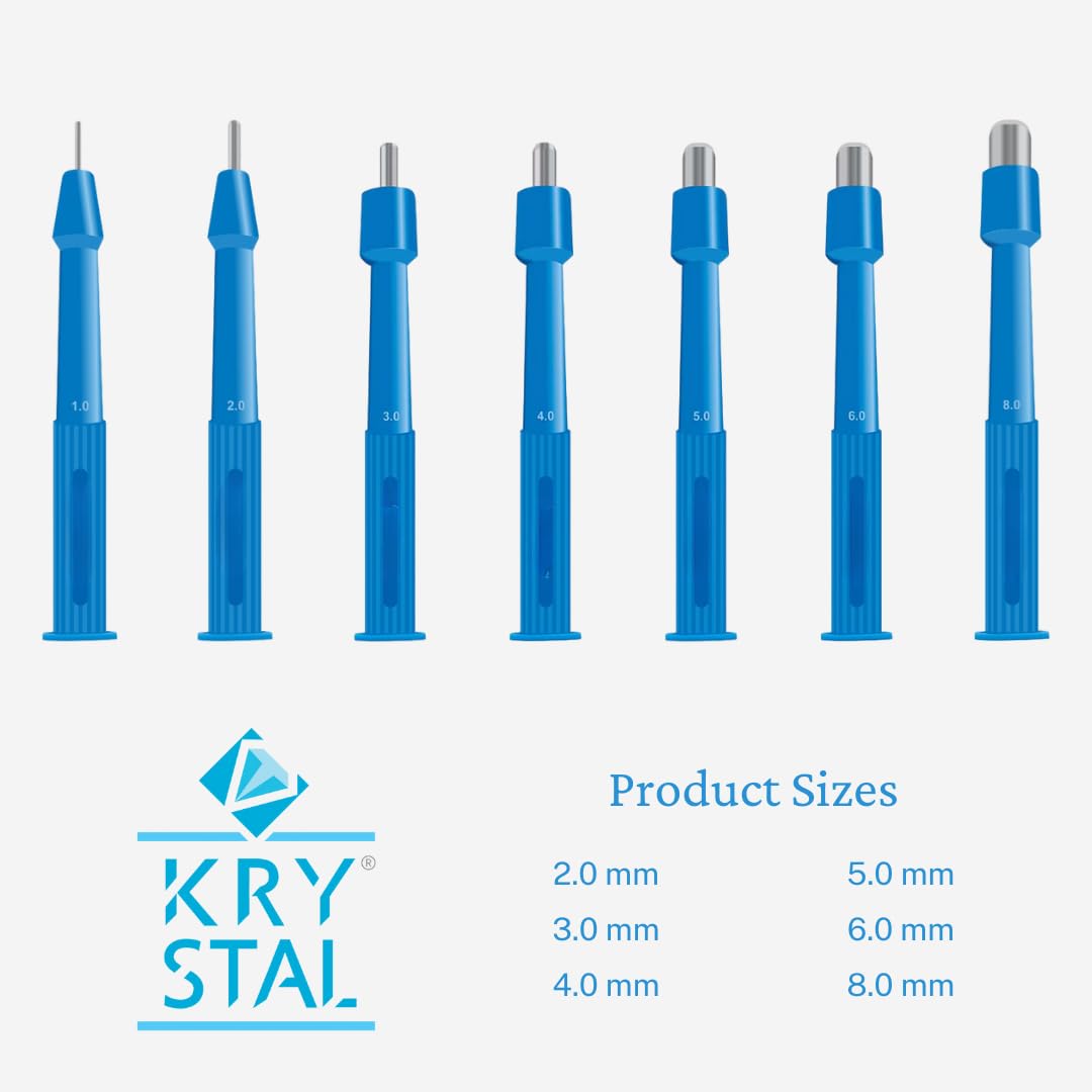 Sterile Krystal Disposable Punch Biopsy Tool with Protective Cap - 8.0mm Single-Use Punch Blade for Medical Procedures & Jewelry Piercing - Individually Packed (25-Pack) | Ideal for Dermatology Clinics, Tattoo Studios & Body Piercing Shops