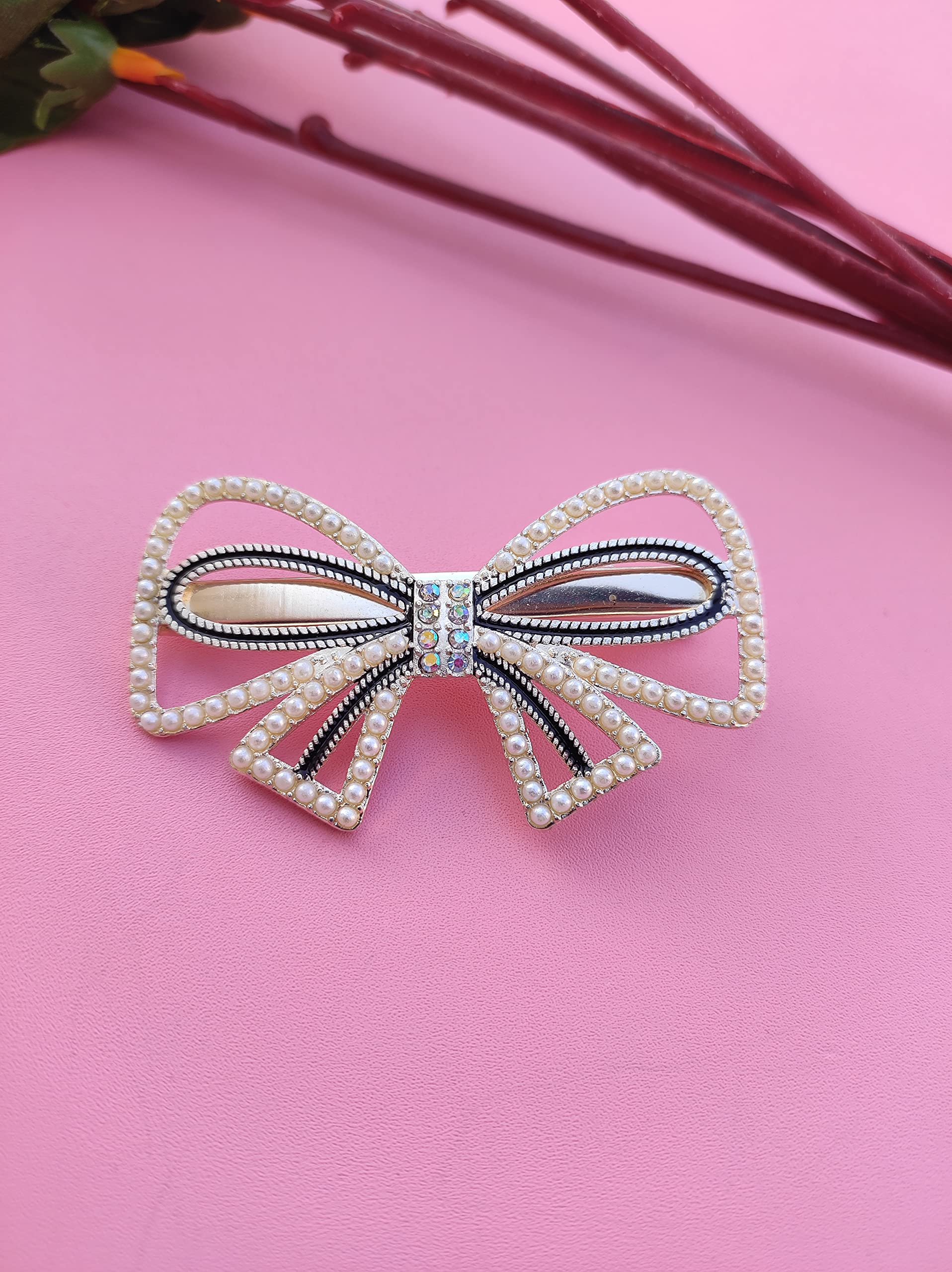ANNACREATIONS 3-Piece Korean Style Pearl Rhinestone Hair Clips Set - Elegant Metal Hairpins with Plastic Pearls for Women & Girls (Gold) | Perfect for Weddings, Parties & Daily Hair Accessories