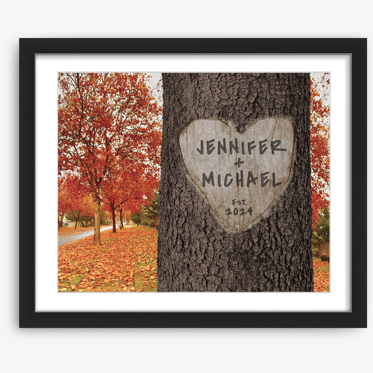 Personalized Wedding Anniversary Gift - Custom Carved Tree with Couple's Names - Unframed Wall Art for Newlyweds - Family Name Keepsake - Perfect for Bridal Showers, Home Decor & Romantic Gifts