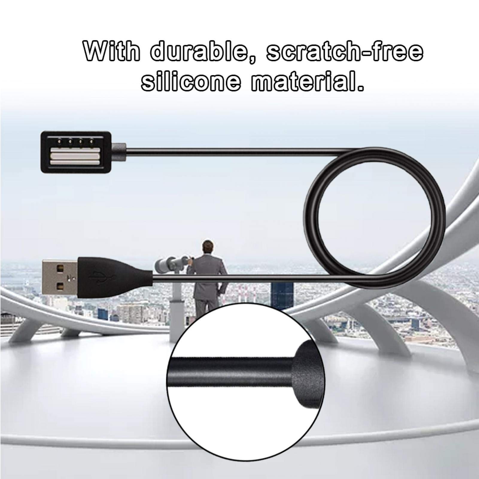 1M Fast Charging USB Cable for SUUNTO 9 Baro & SUUNTO 4 Black Smartwatches - High-Speed Data Clip Charger with Bottom Slot Design - Perfect for Travel, Workouts & Outdoor Adventures